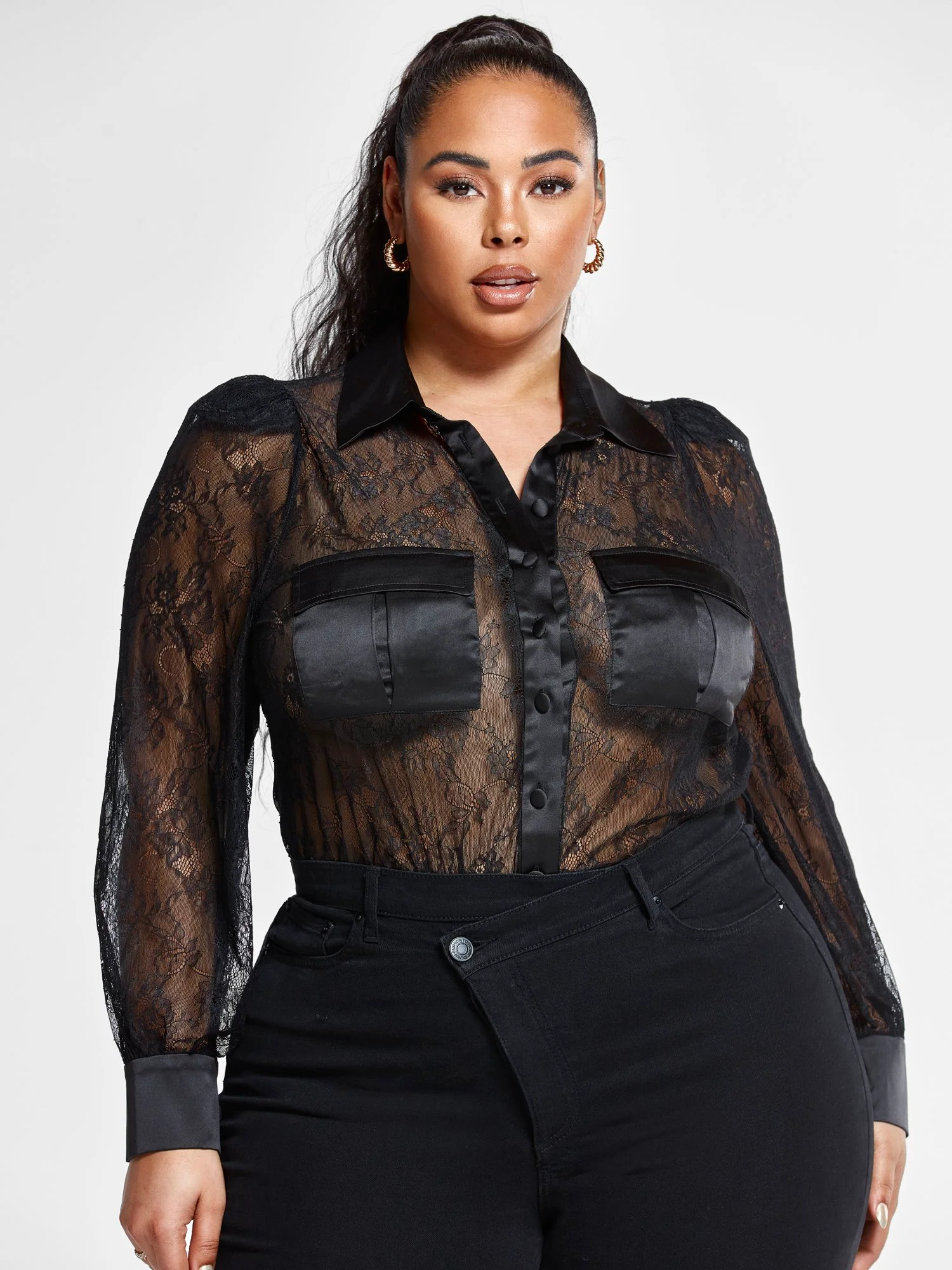 Eva Lace Button Down Shirt - Image 2
