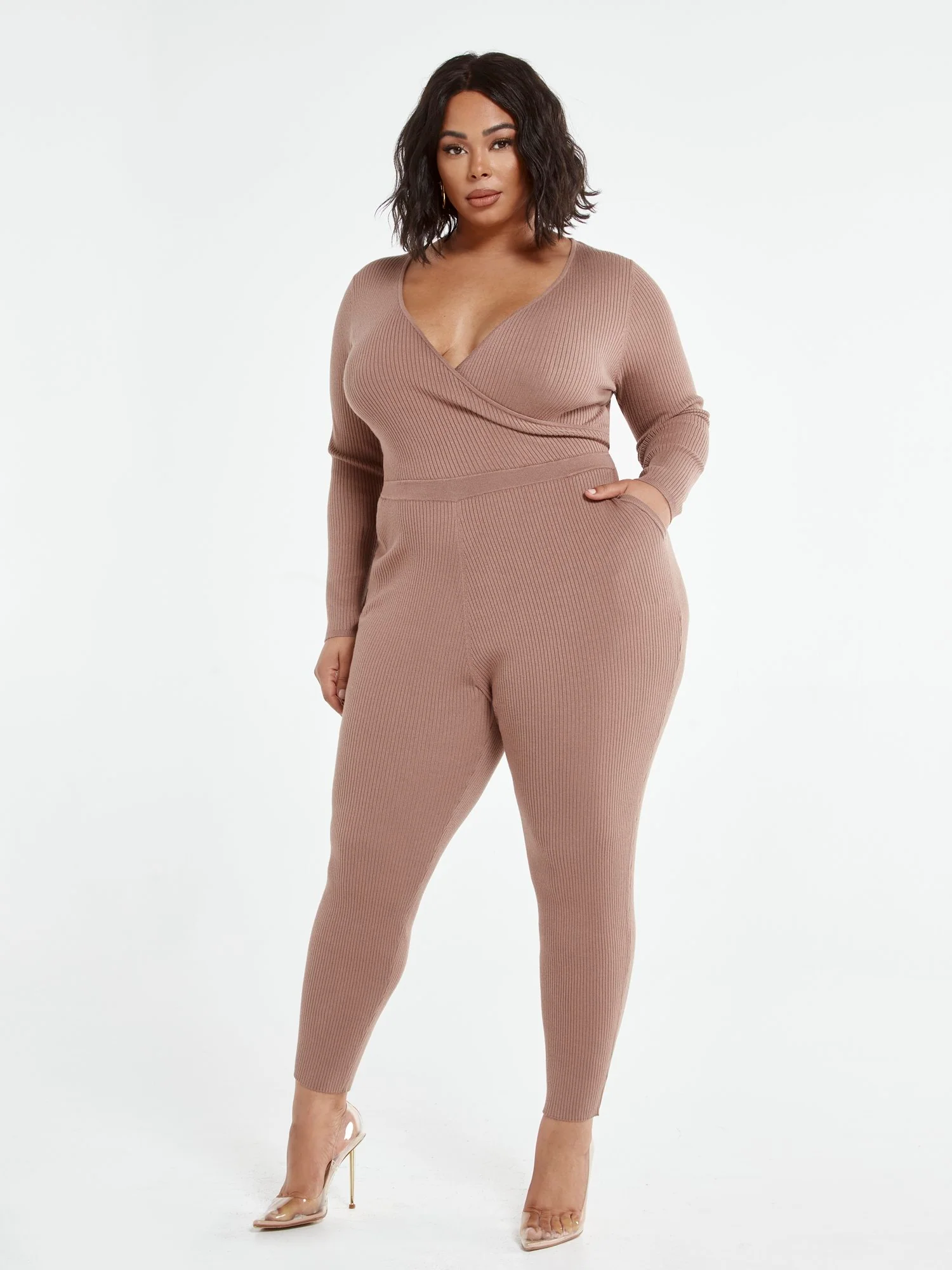 Farah Faux-Wrap Sweater Jumpsuit - Image 2