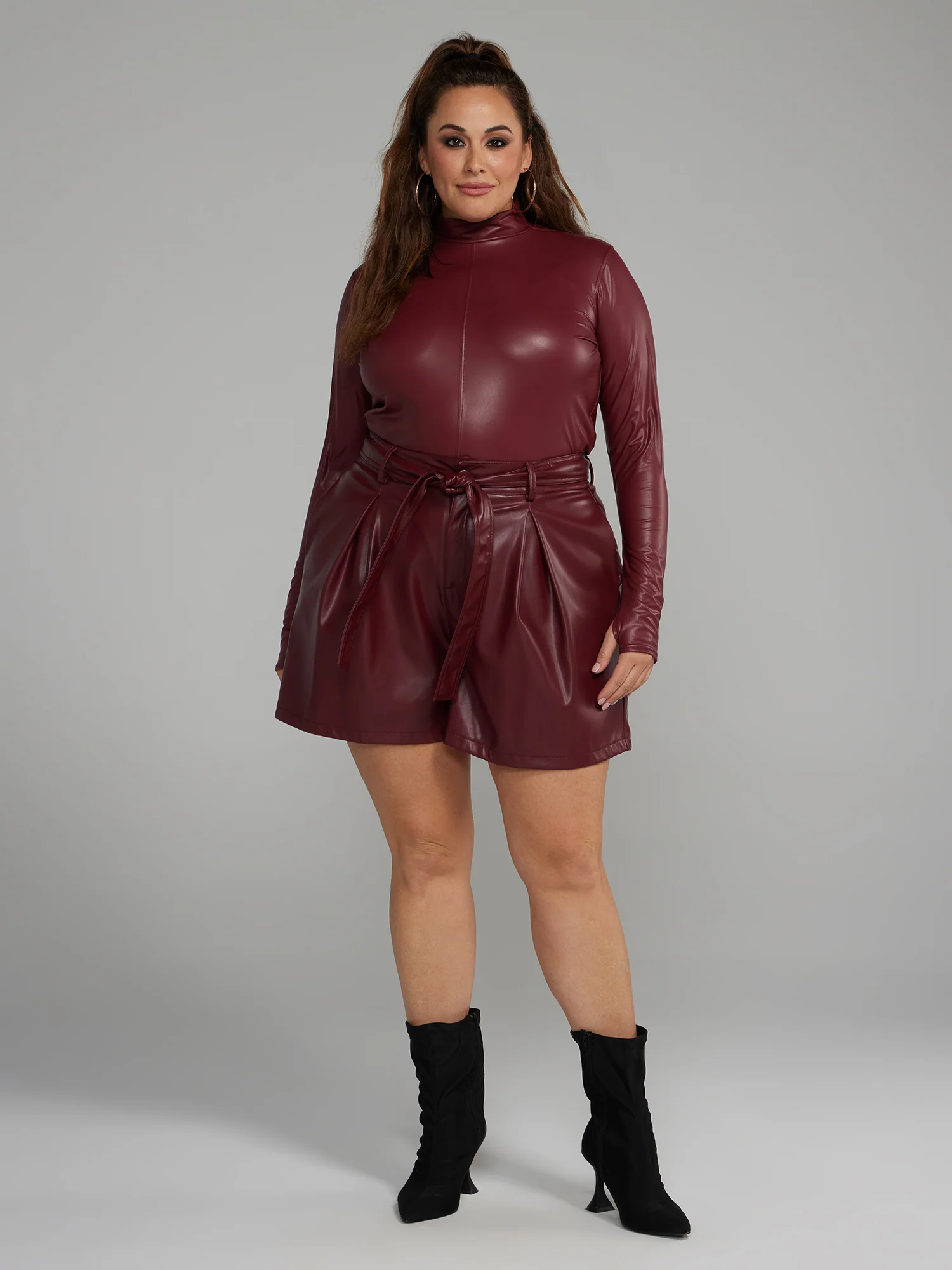 Faux Leather Belted Shorts - Image 4
