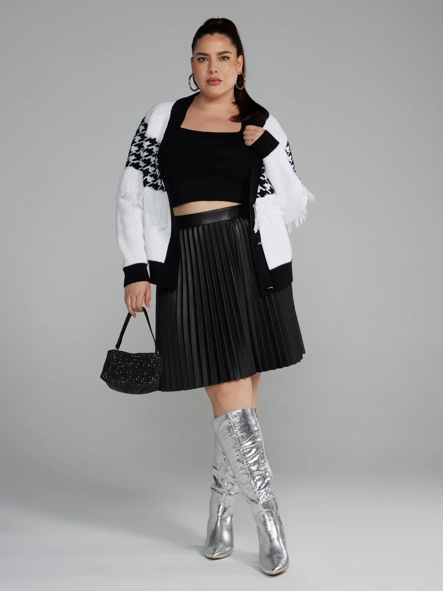 Faux Leather Pleated Skirt - Image 4