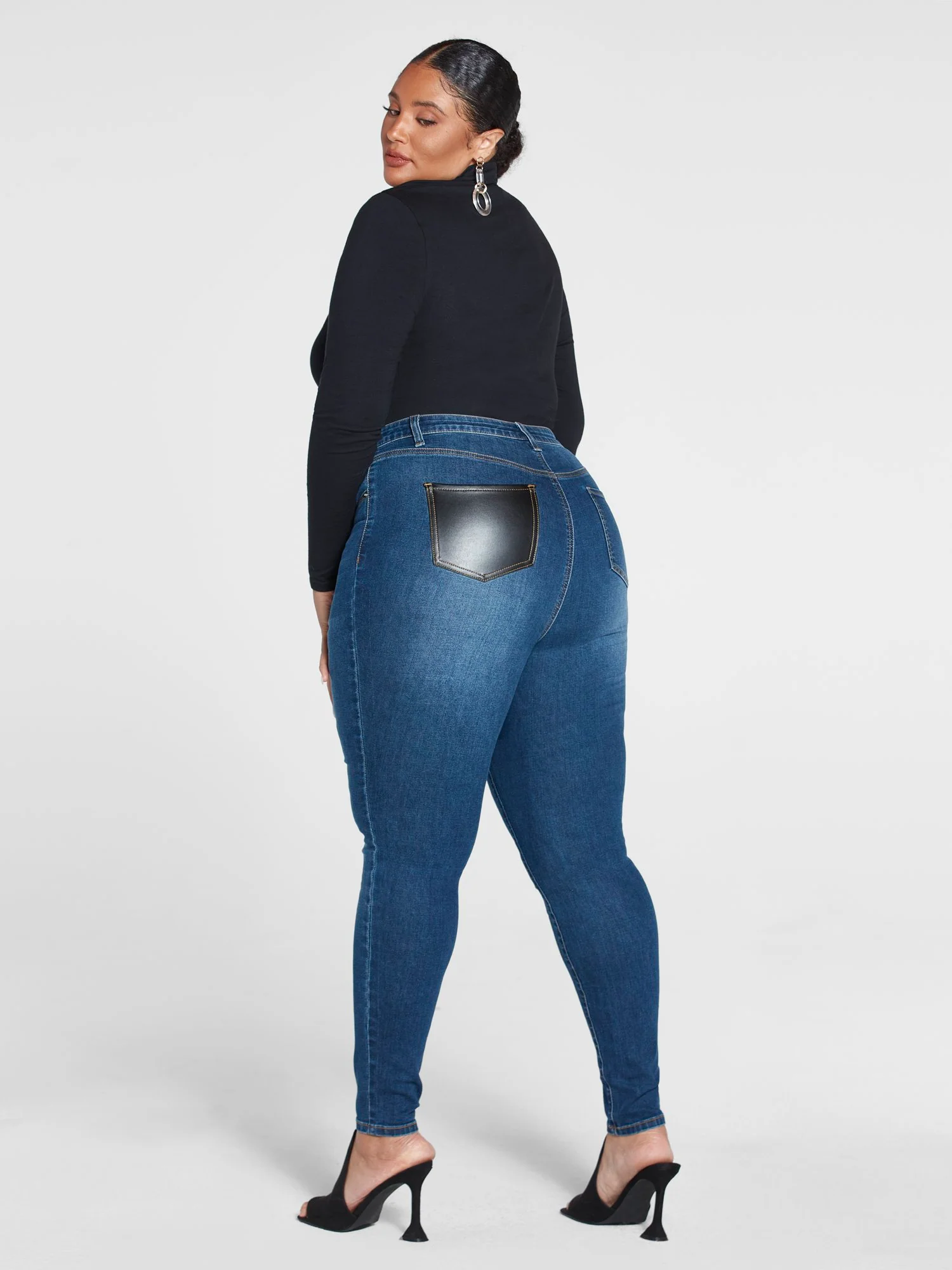 Faux Leather Pocket Skinny Jeans - Image 3