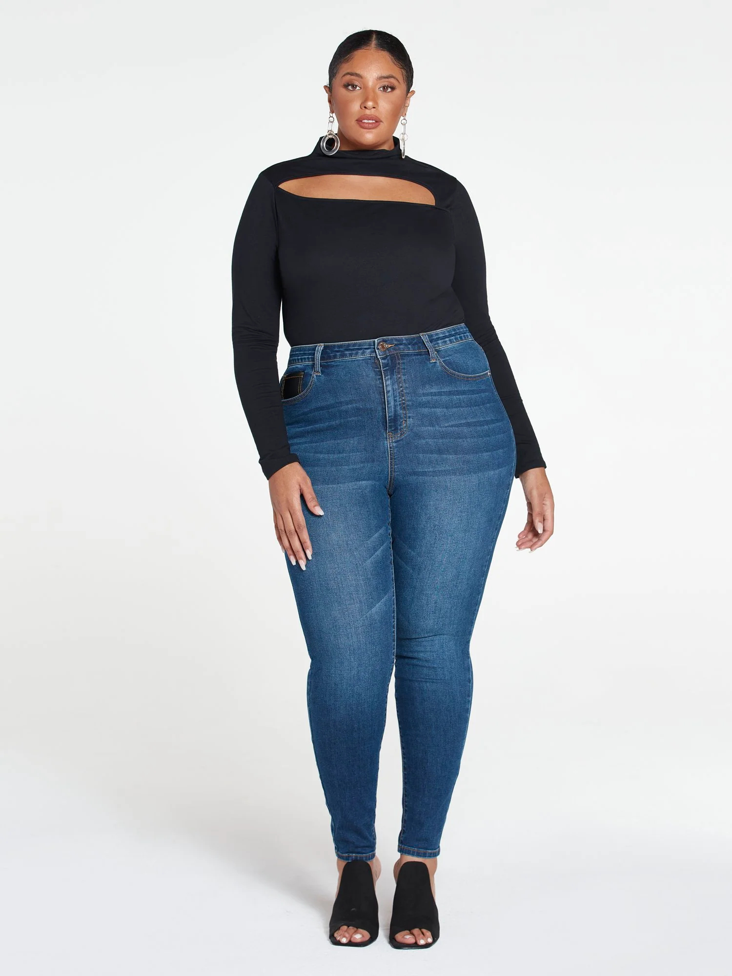 Faux Leather Pocket Skinny Jeans - Image 4