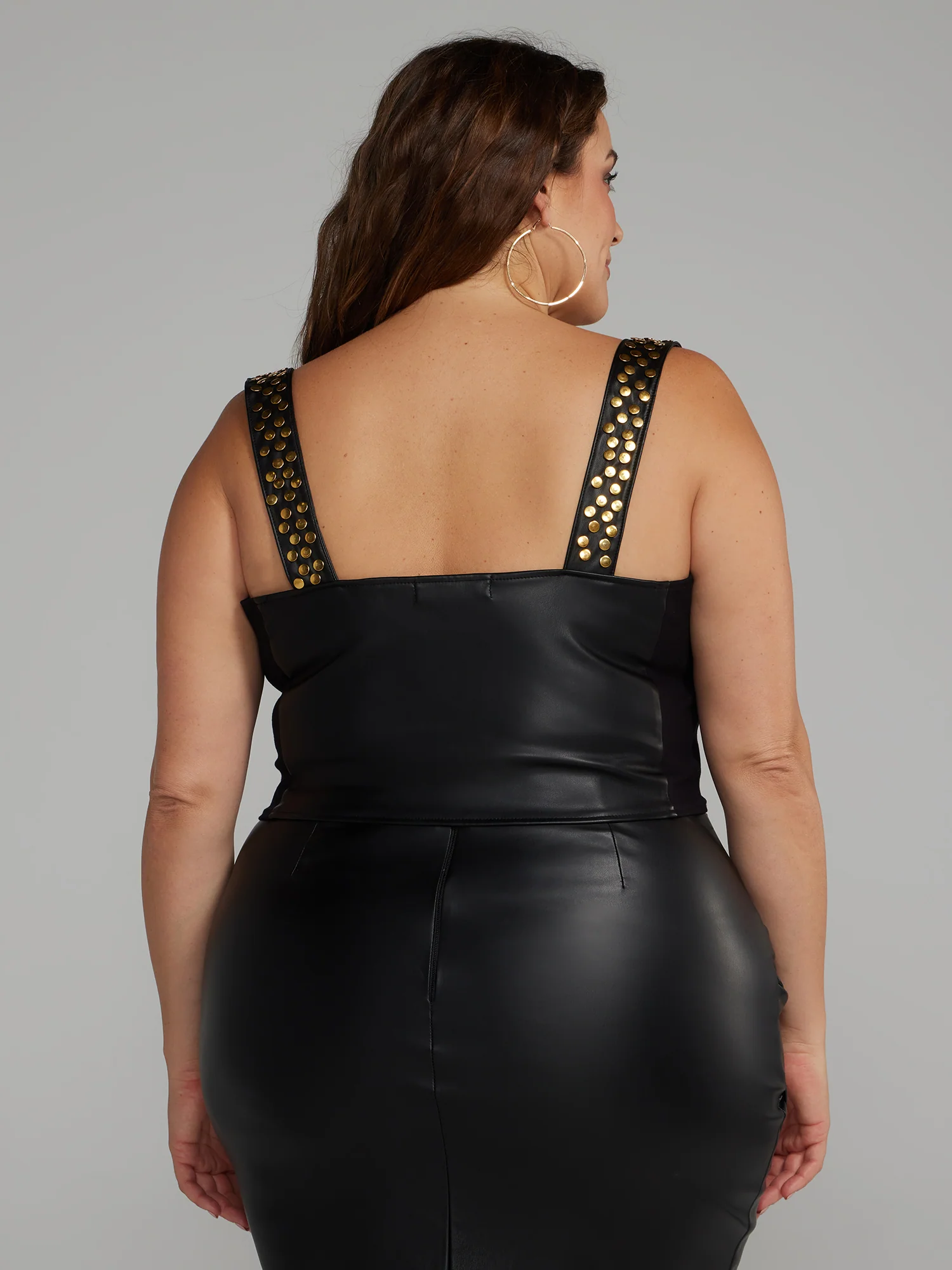 Faux Leather Studded Bustier Top - Image 3