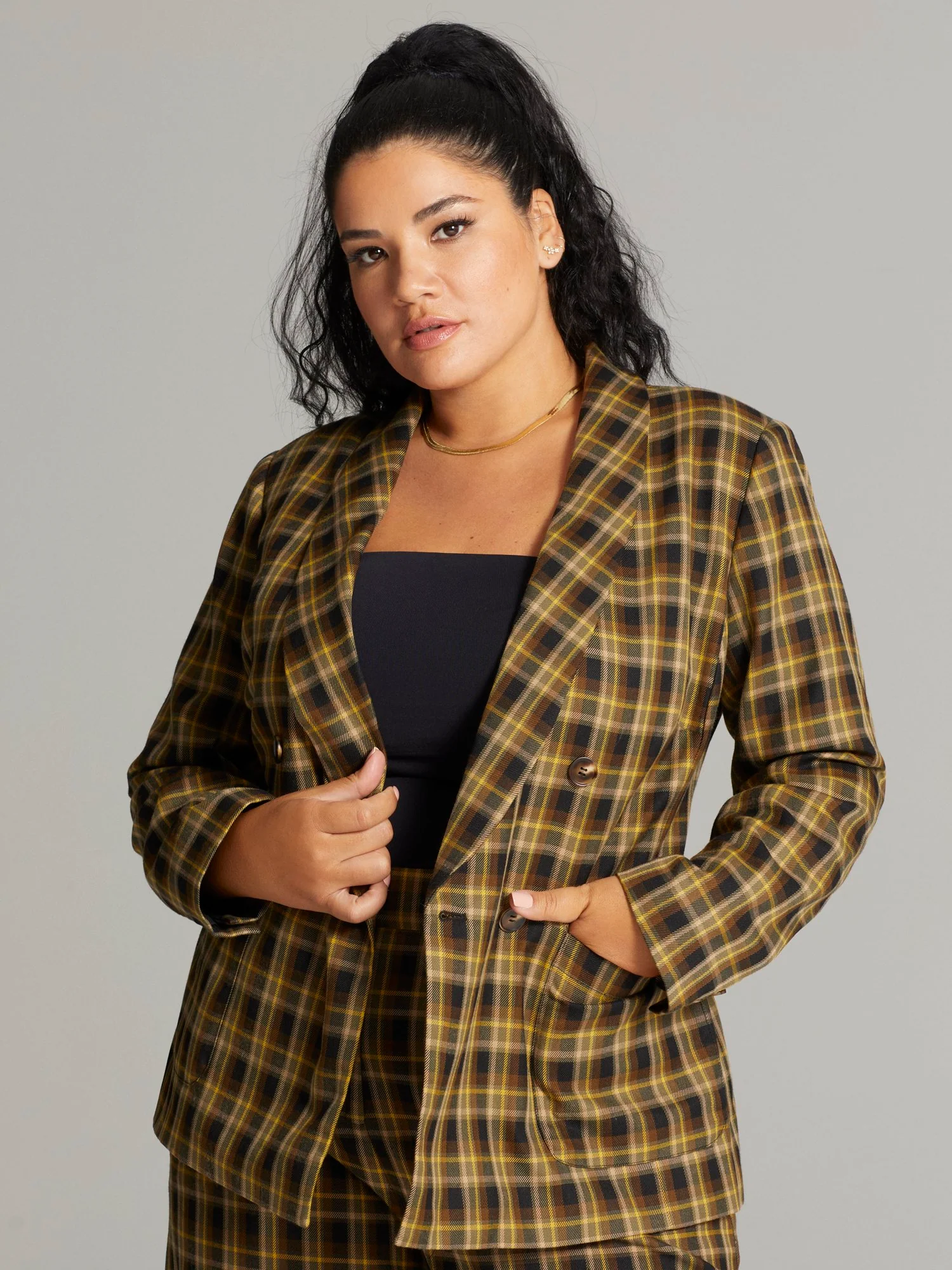Faven Plaid Double Breasted Blazer - Image 5