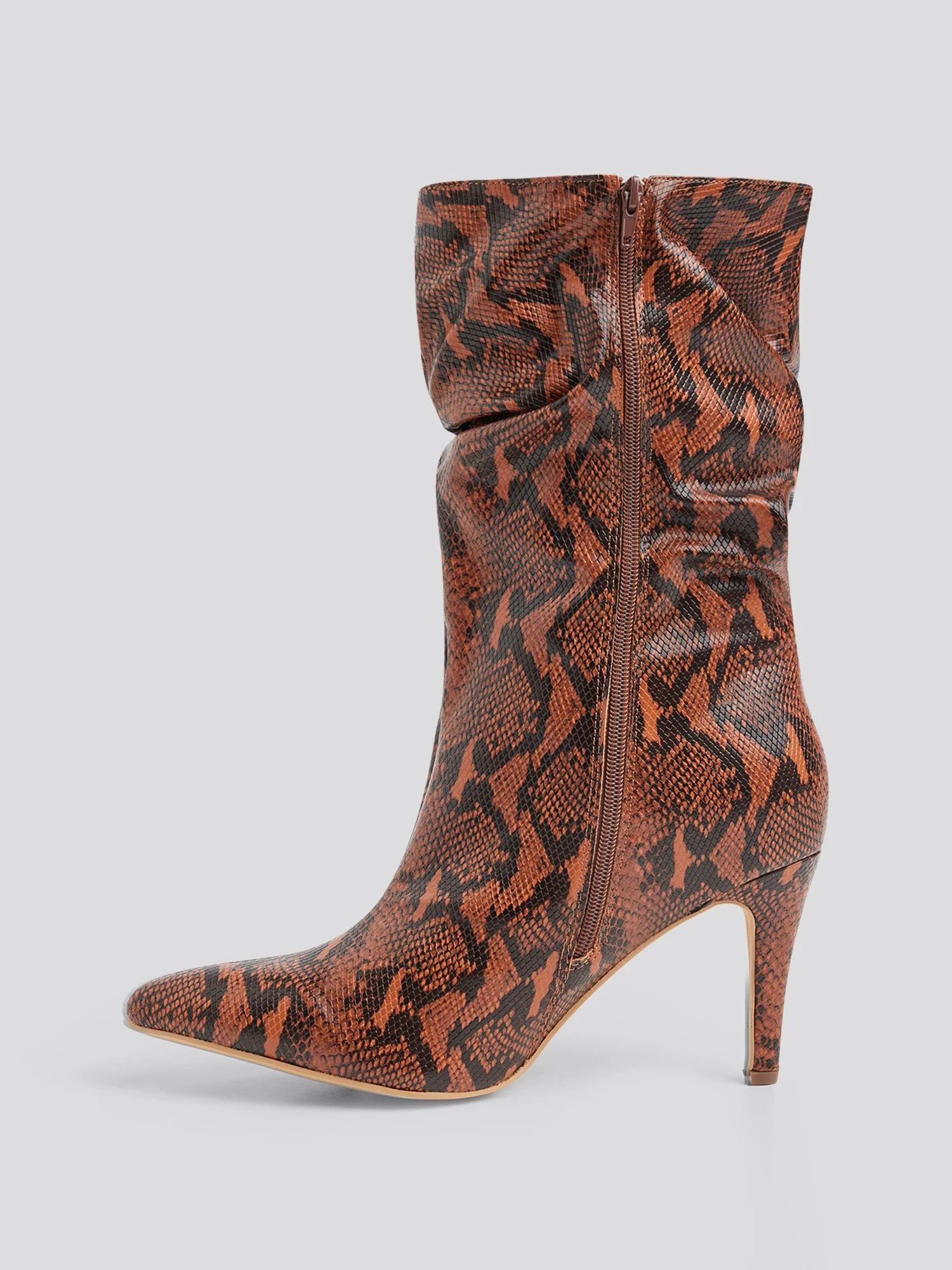 Fawn Snake Print Mid-Calf Slouch Boots - Image 5