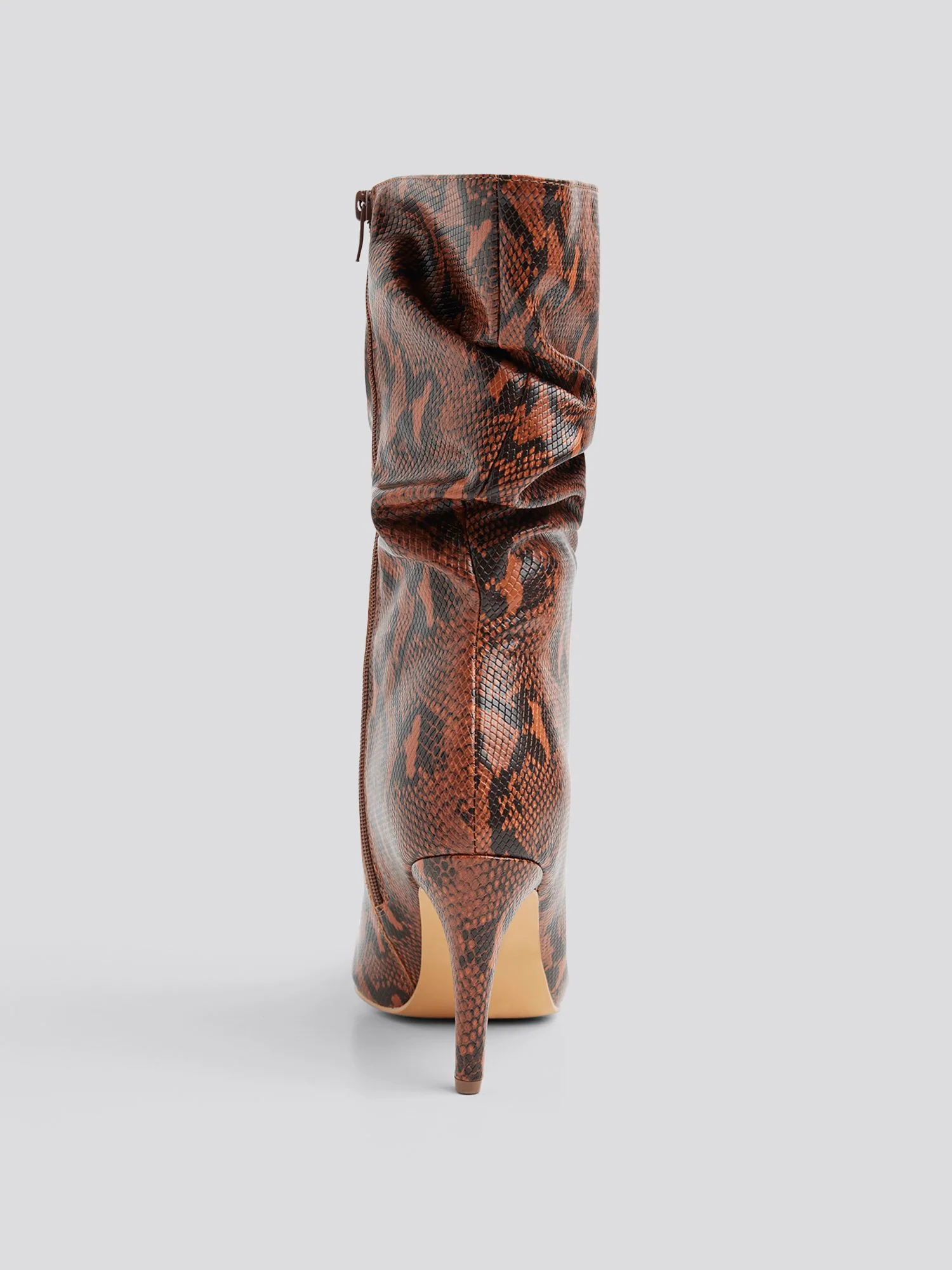 Fawn Snake Print Mid-Calf Slouch Boots - Image 6