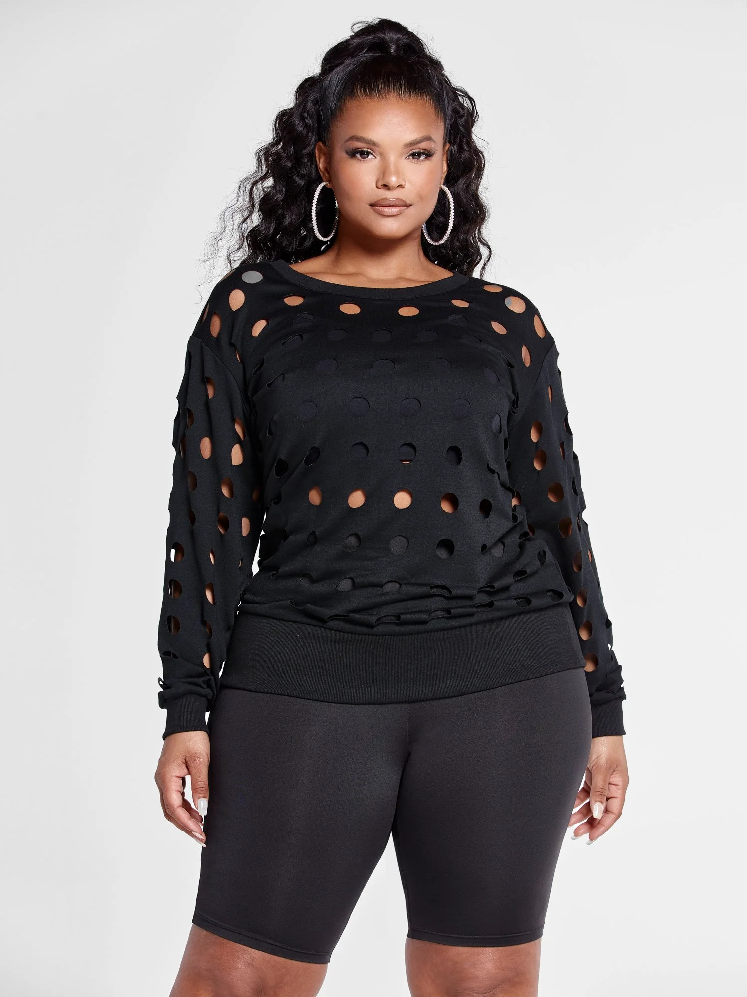 Felicia Pullover Top with Hole Details - Image 2