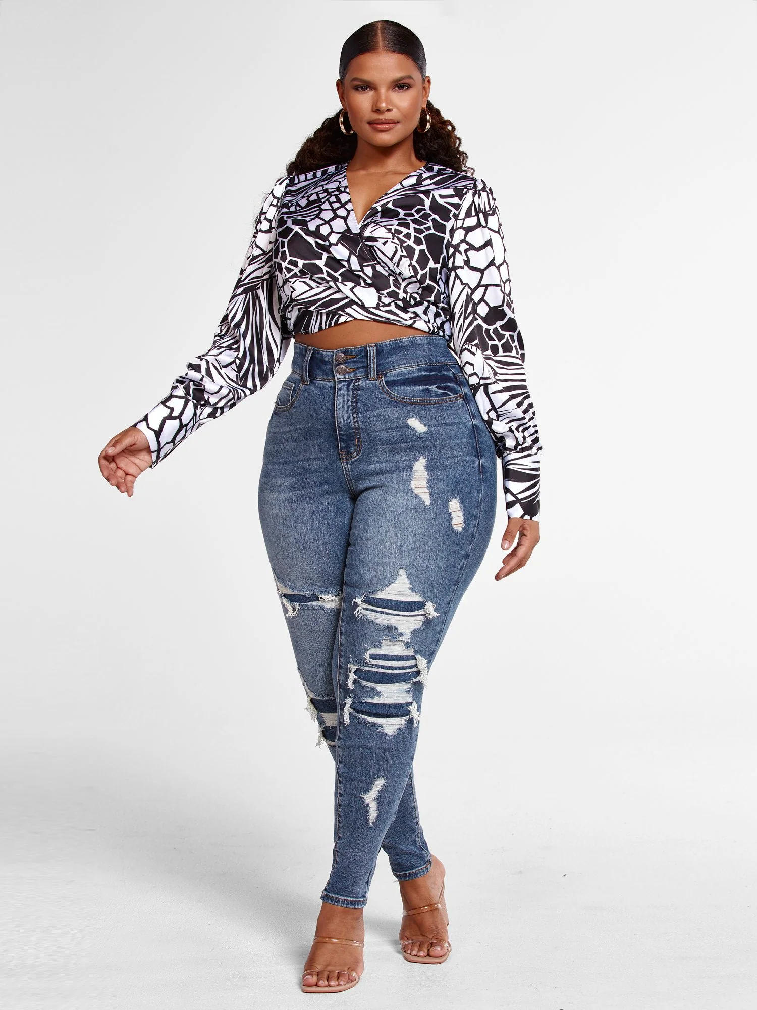Felicity Geo Print Wrap Blouse - Image 4