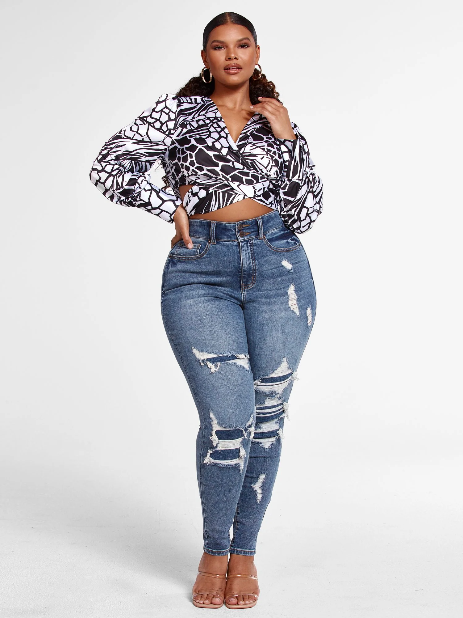 Felicity Geo Print Wrap Blouse - Image 5