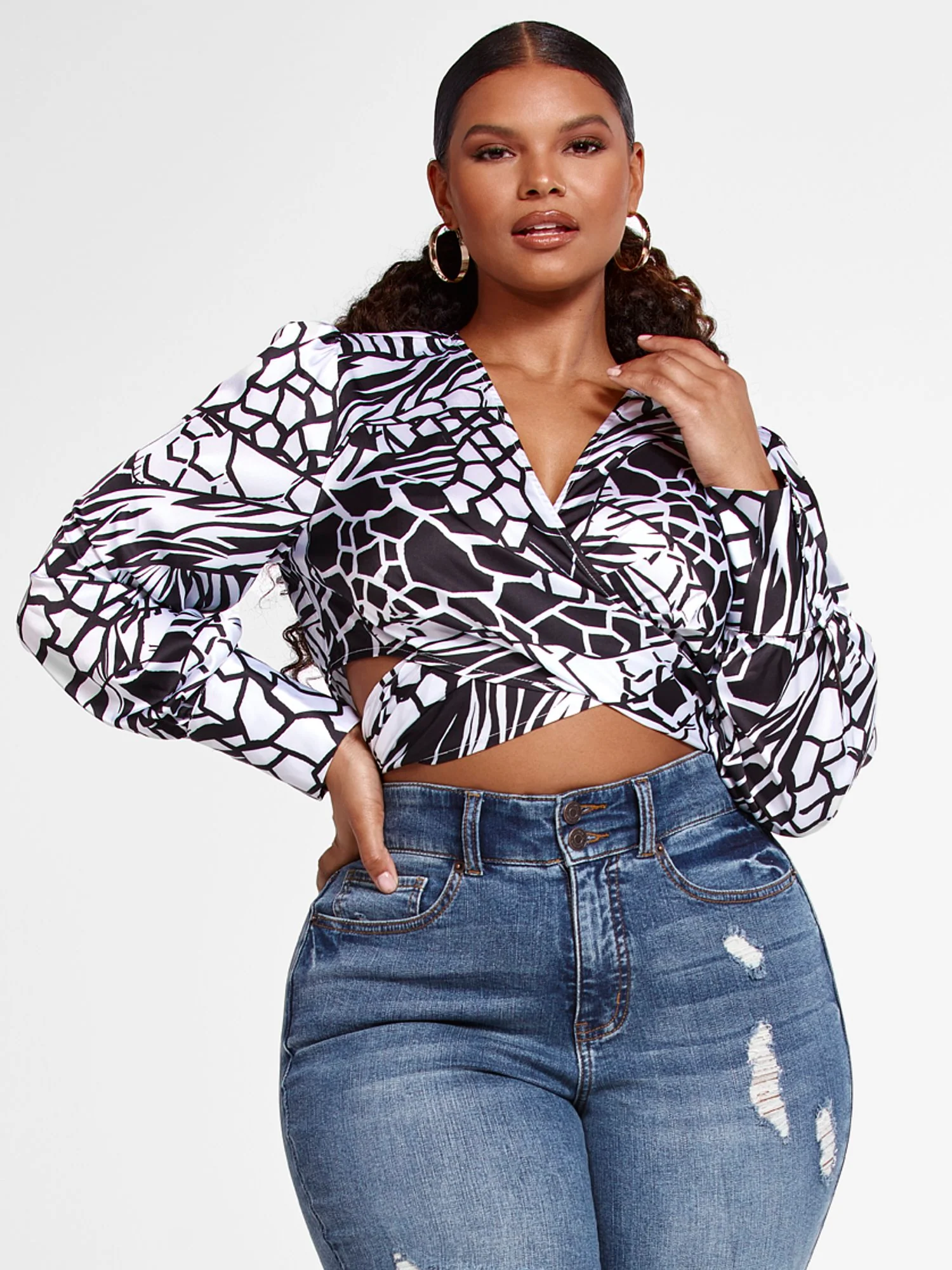 Felicity Geo Print Wrap Blouse - Image 6