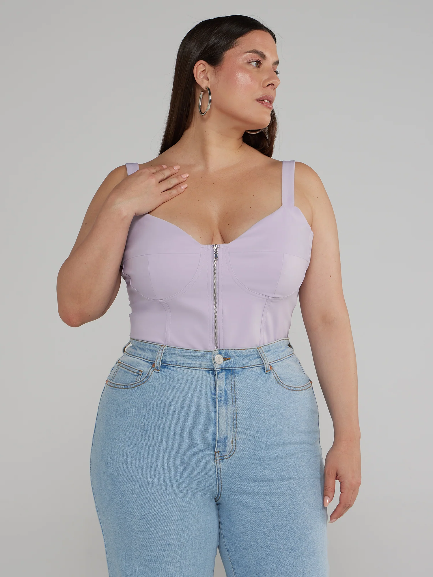 Front Zipper Sleeveless Corset Top - Image 6