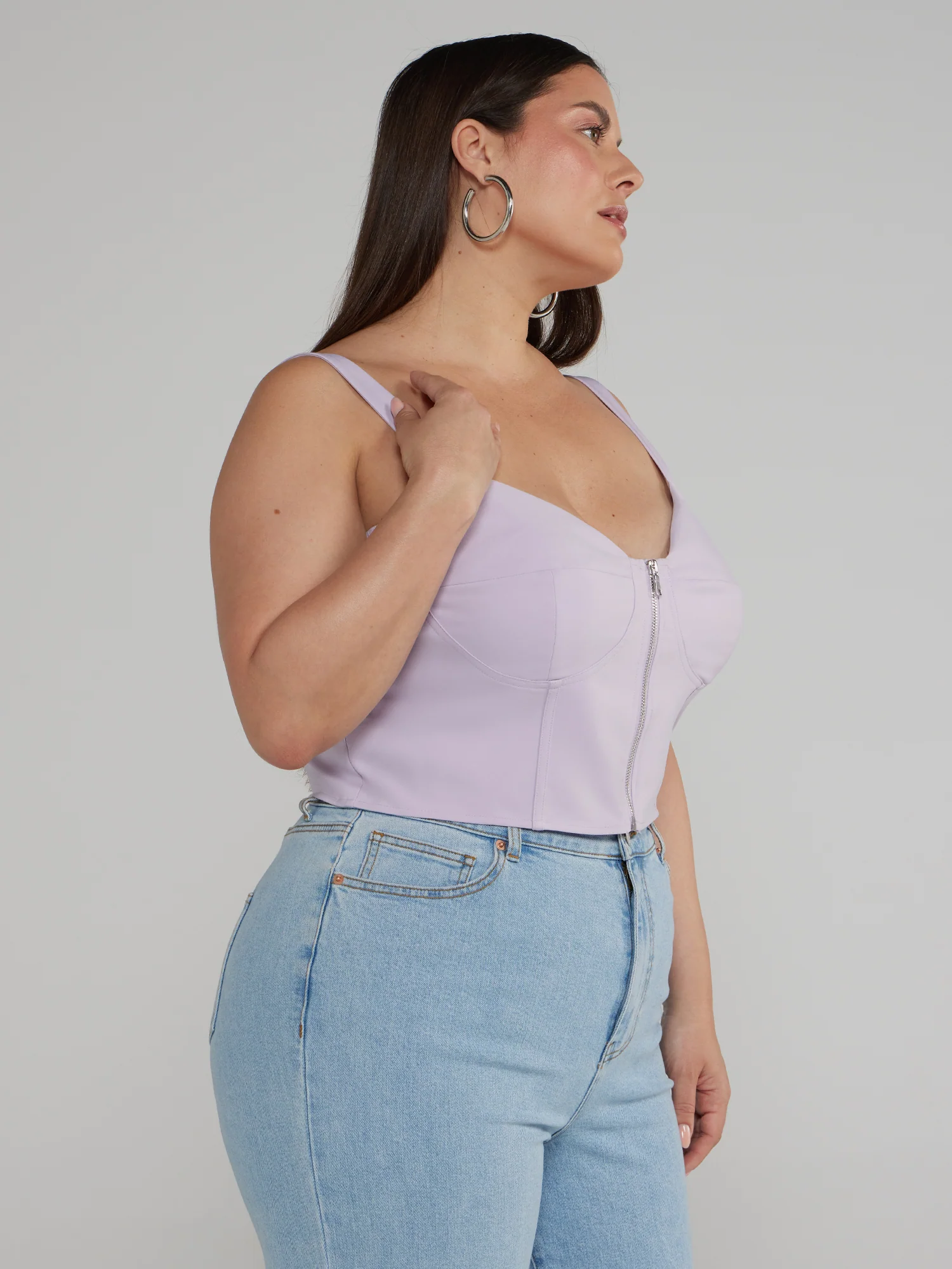 Front Zipper Sleeveless Corset Top - Image 7