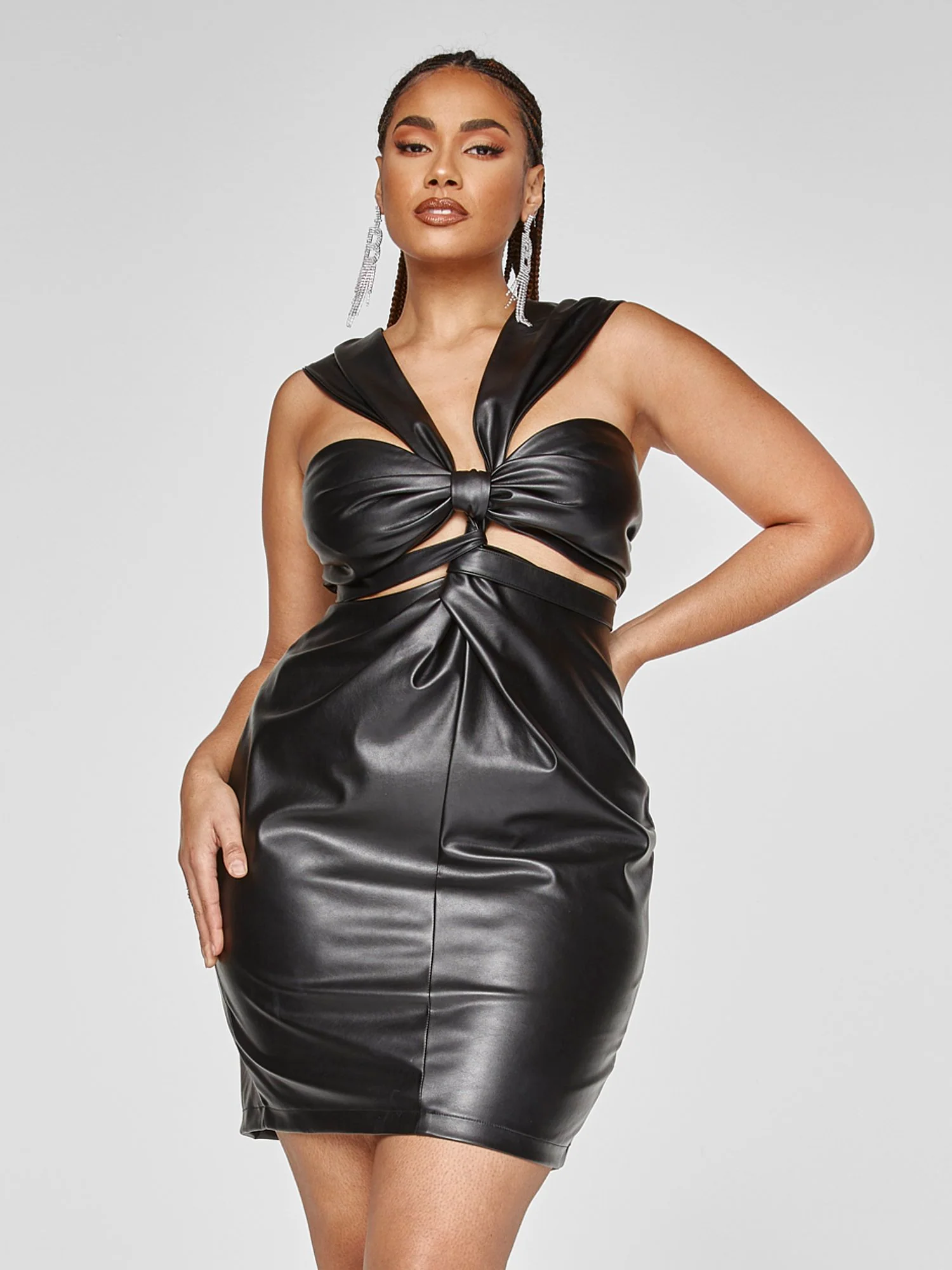 FTF Black Label - Gigi Faux Leather Twist Front Dress - Image 3