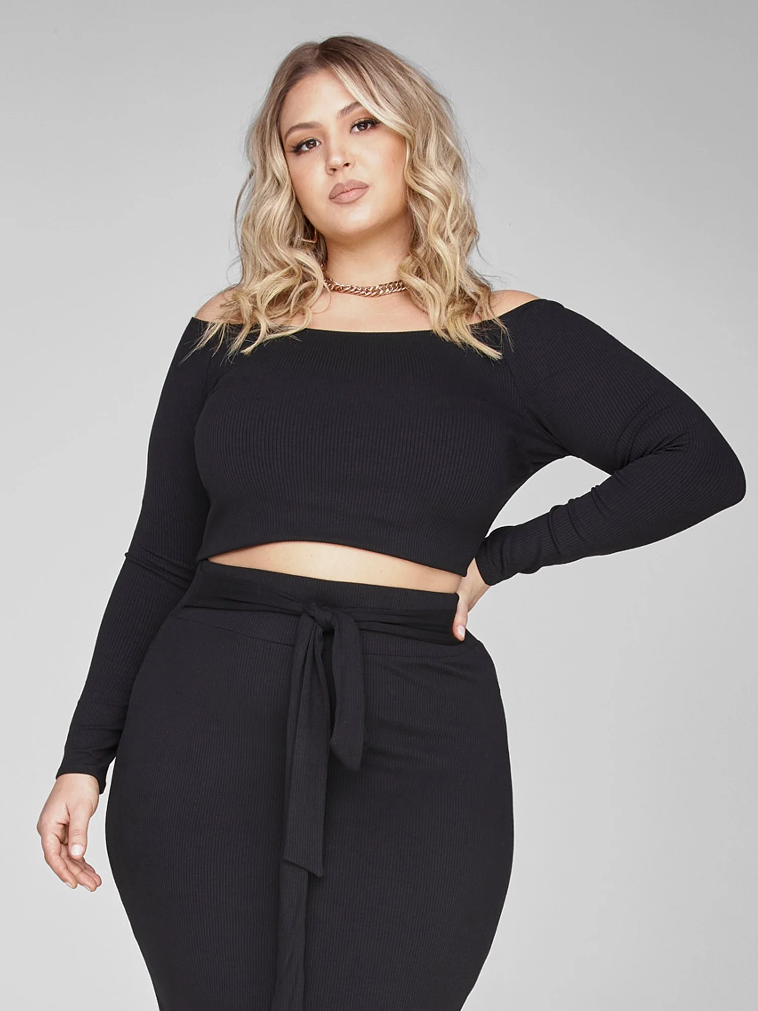 FTF Essentials - Off The Shoulder Rib Knit Top - Image 2