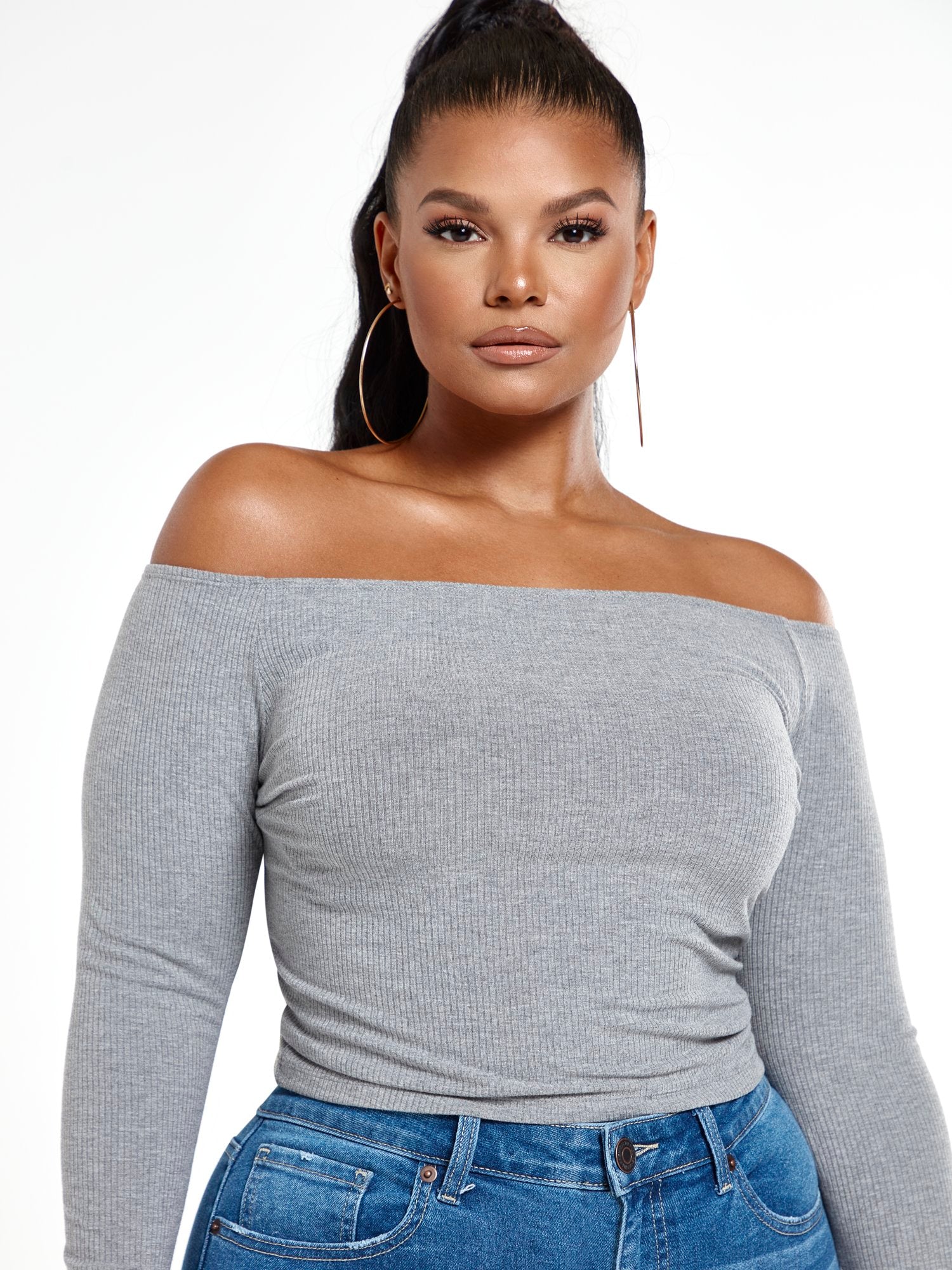 FTF Essentials - Off The Shoulder Rib Knit Top - Image 8
