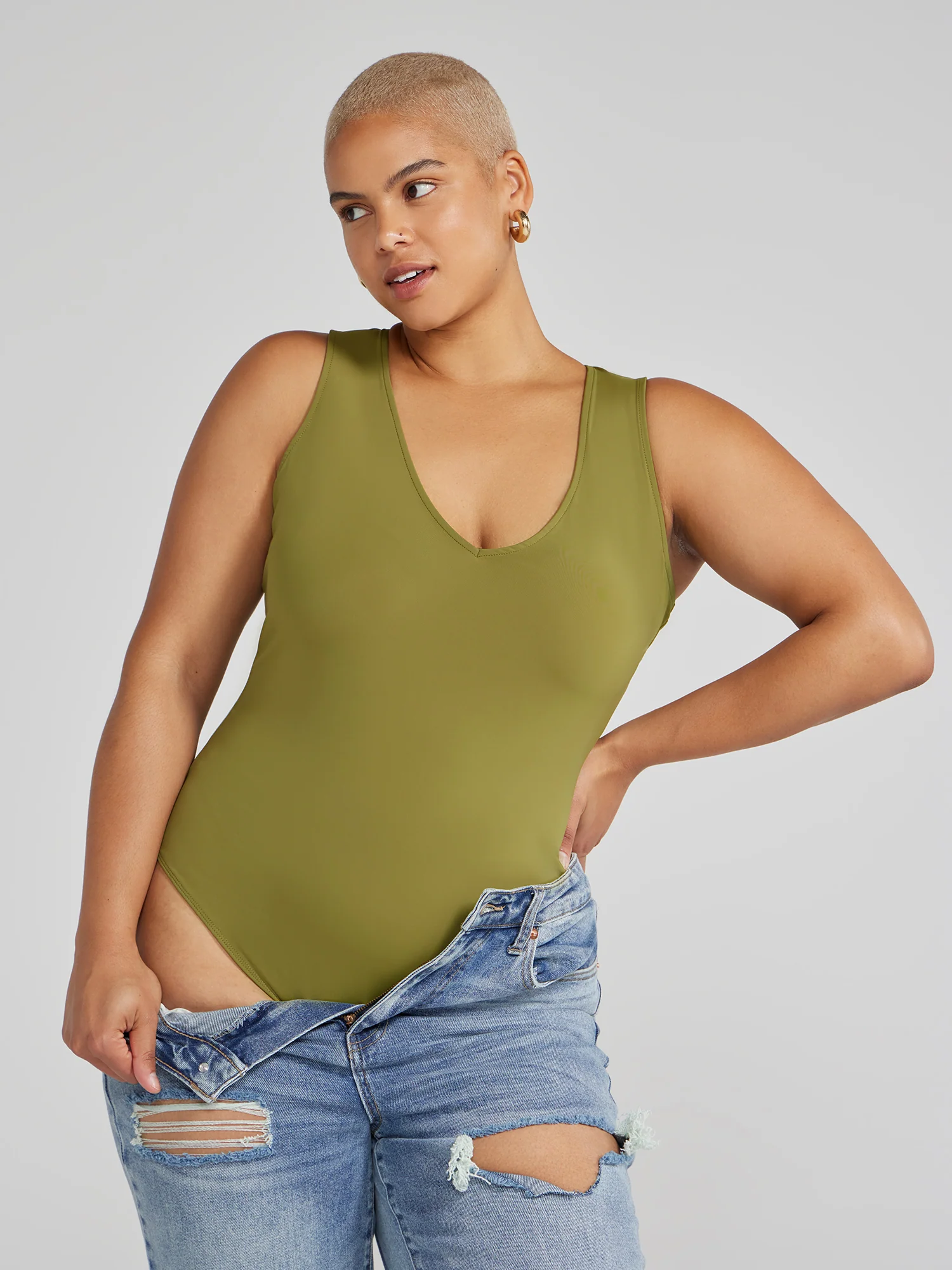 FTF Essentials - V-Neck Knit Bodysuit - Image 6