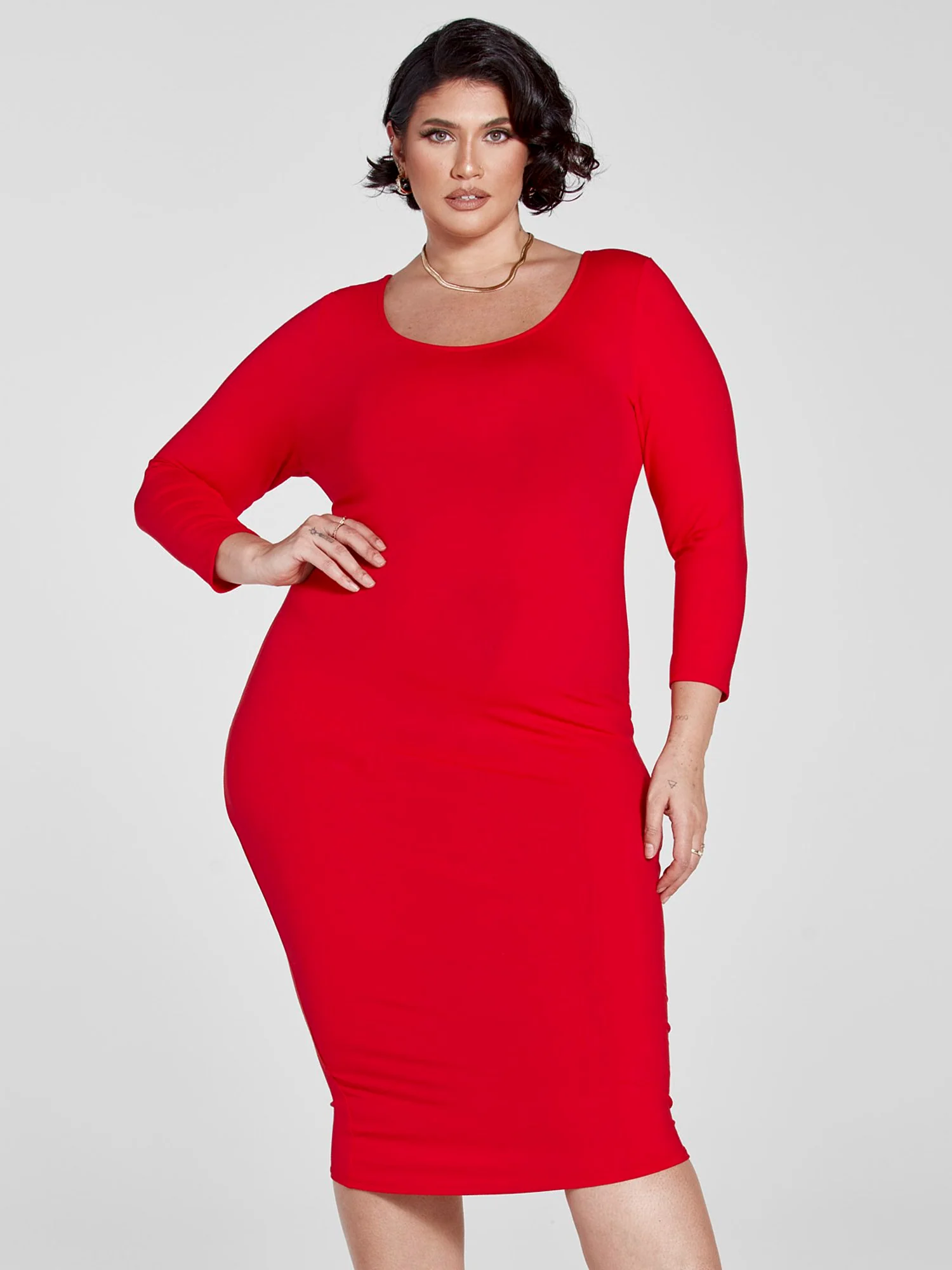 FTF Signature Everyday Three-Quarter Sleeve Midi Dress - Image 5