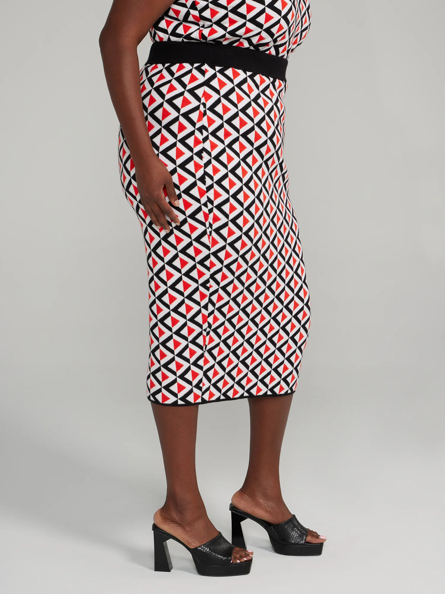 Geo Print Sweater Skirt - Image 2
