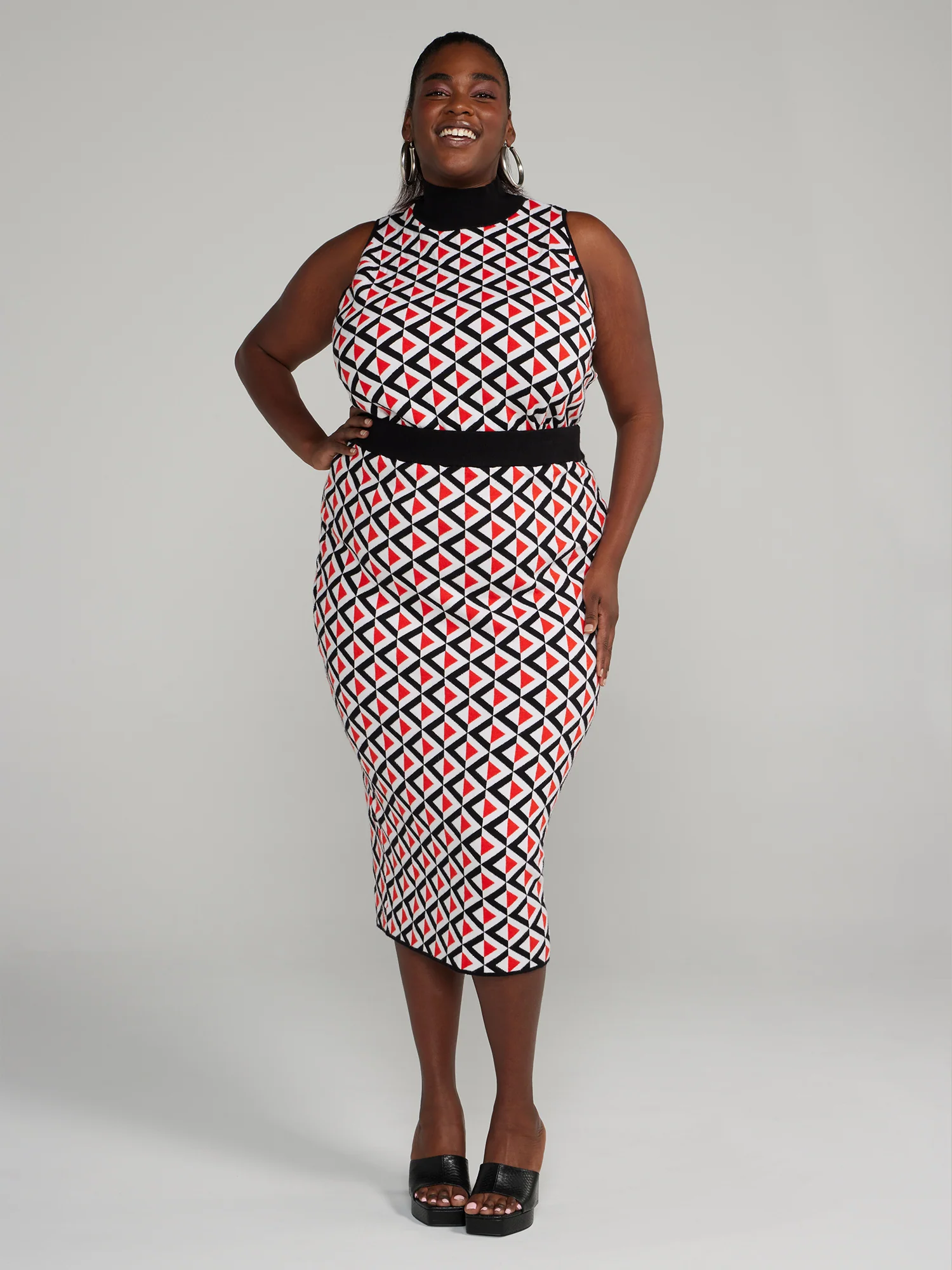 Geo Print Sweater Skirt - Image 4