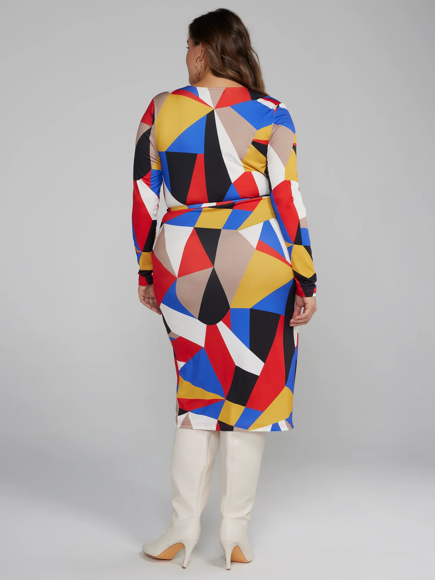 Geometric Print Wrap Dress - Image 3