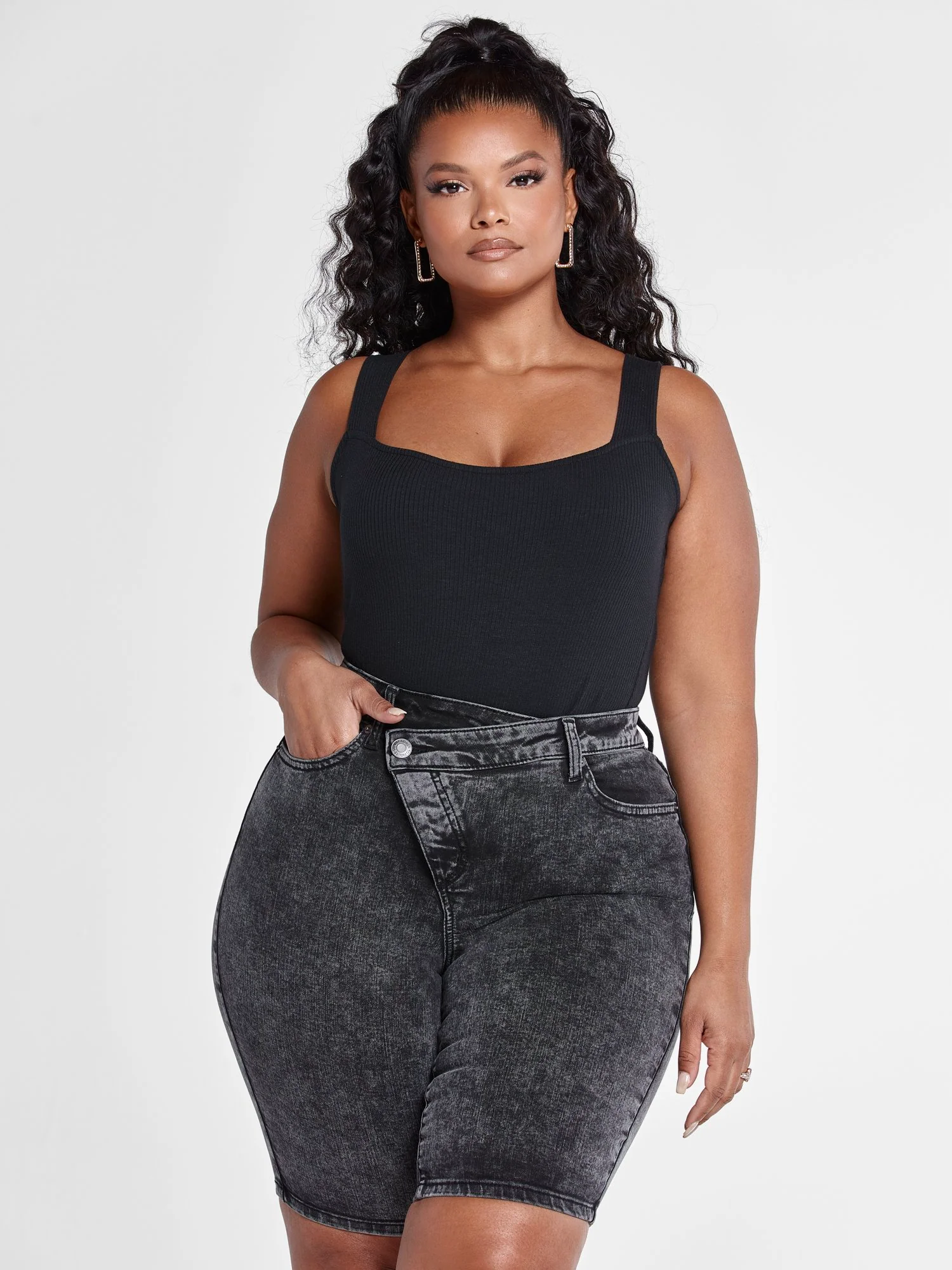 Gia Square Neck Rib Knit Tank Top - Image 2