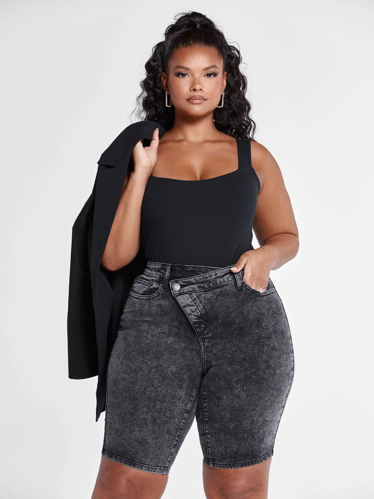 Gia Square Neck Rib Knit Tank Top - Image 5