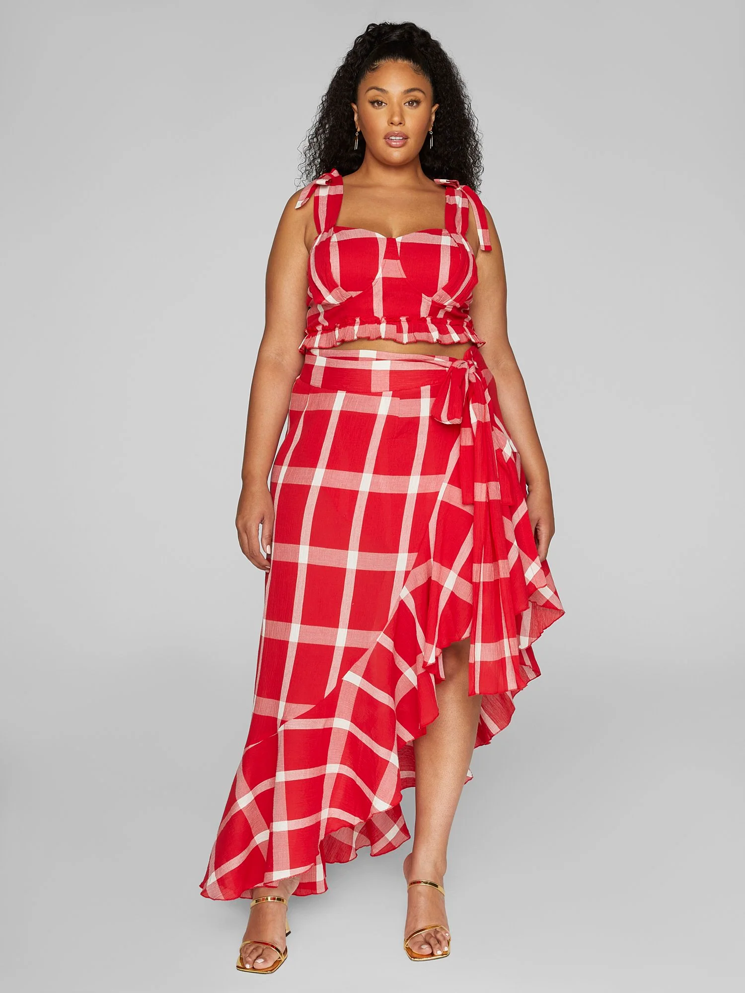 Gina Plaid Ruffle Maxi Skirt - Image 3