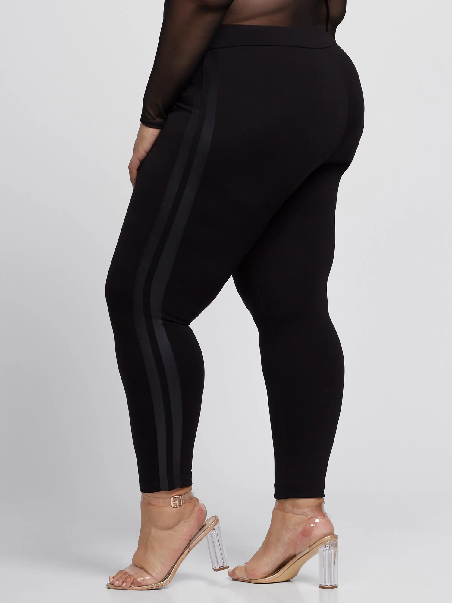 Good Form Faux-Leather Stripe Ponte Pants - Image 3
