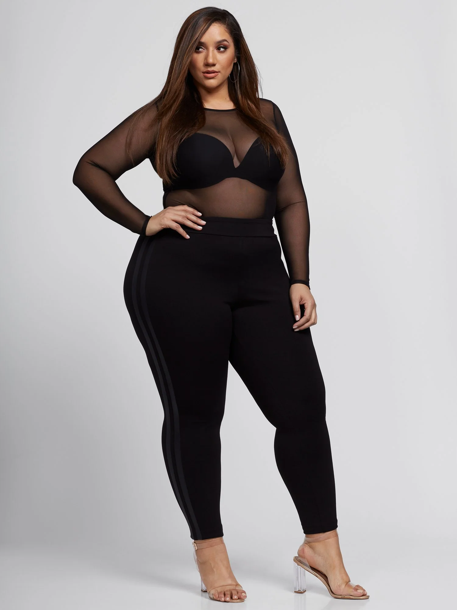 Good Form Faux-Leather Stripe Ponte Pants - Image 4