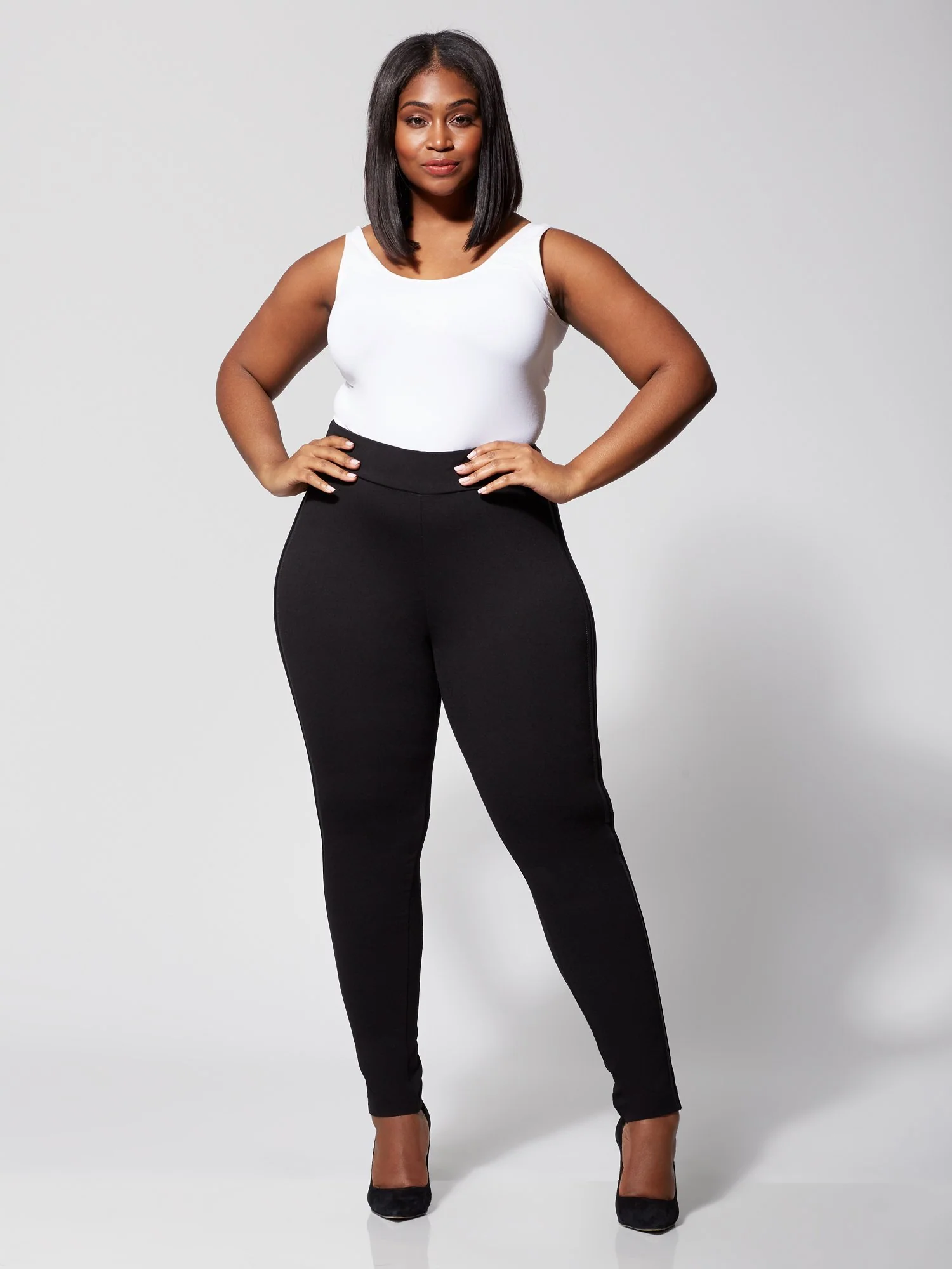Good Form Faux-Leather Stripe Ponte Pants - Image 5