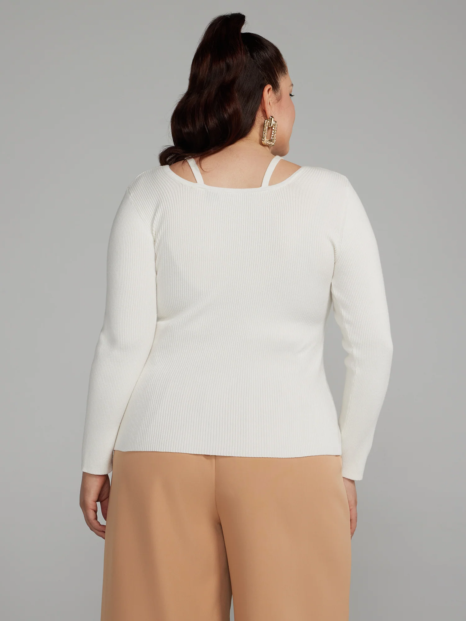 Hardware Detail Ribbed Knit Sweater - Image 3
