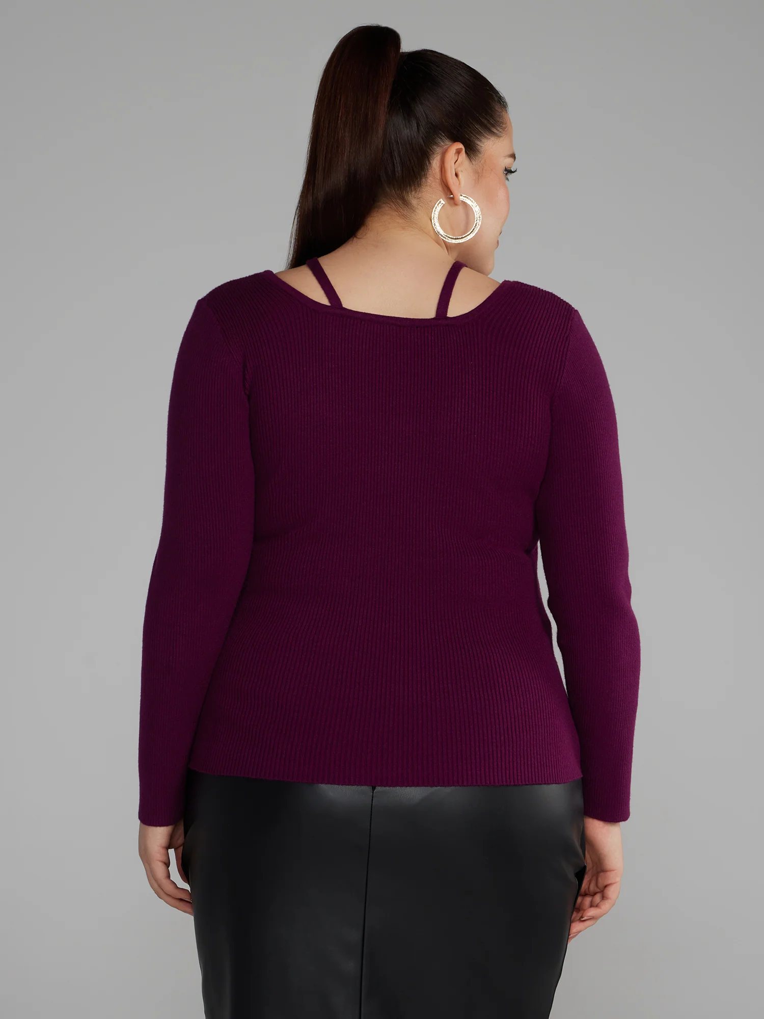 Hardware Detail Ribbed Knit Sweater - Image 8