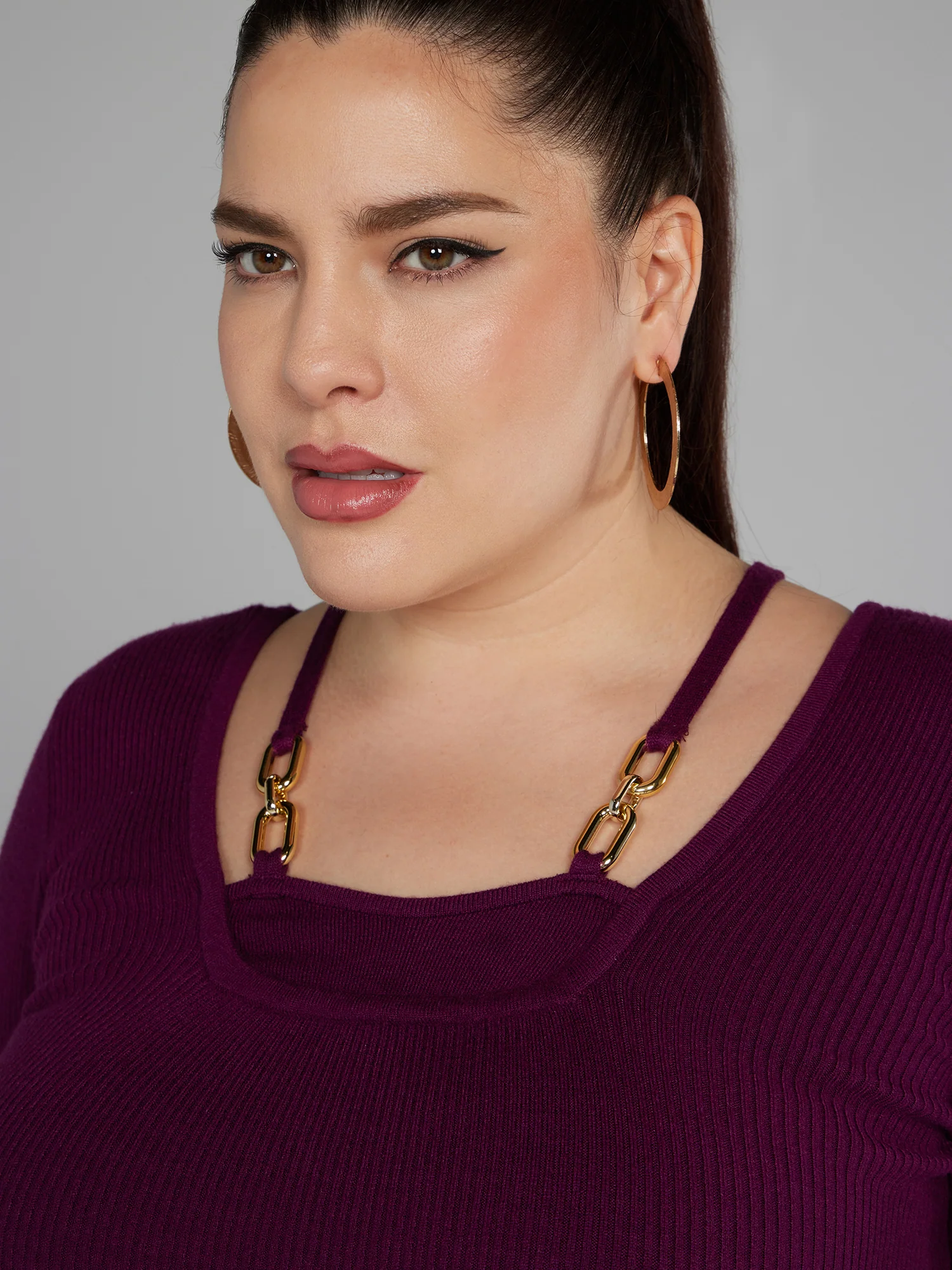 Hardware Detail Ribbed Knit Sweater - Image 9
