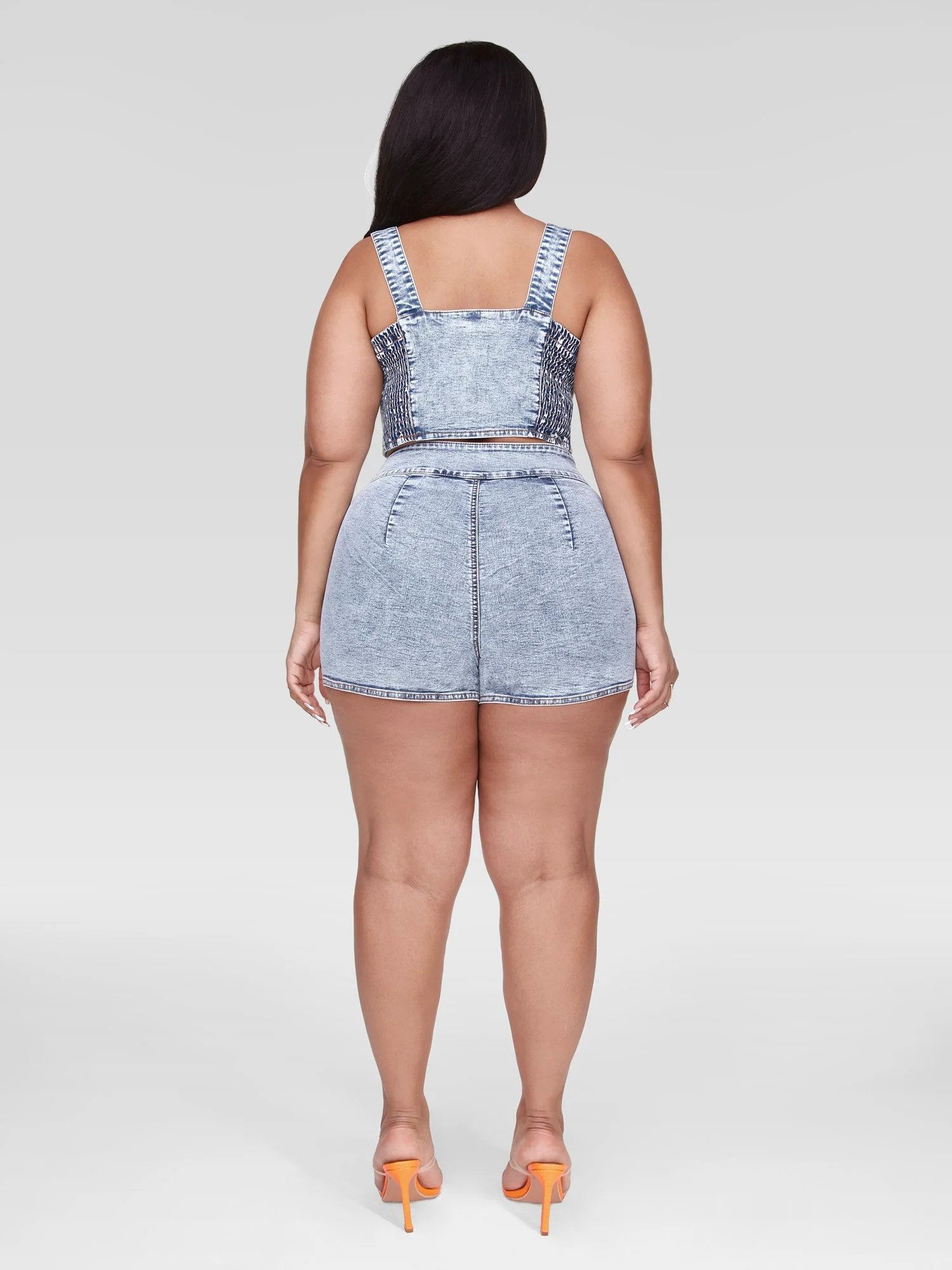 Harper Rhinestone Detail Denim Corset Top - Image 4