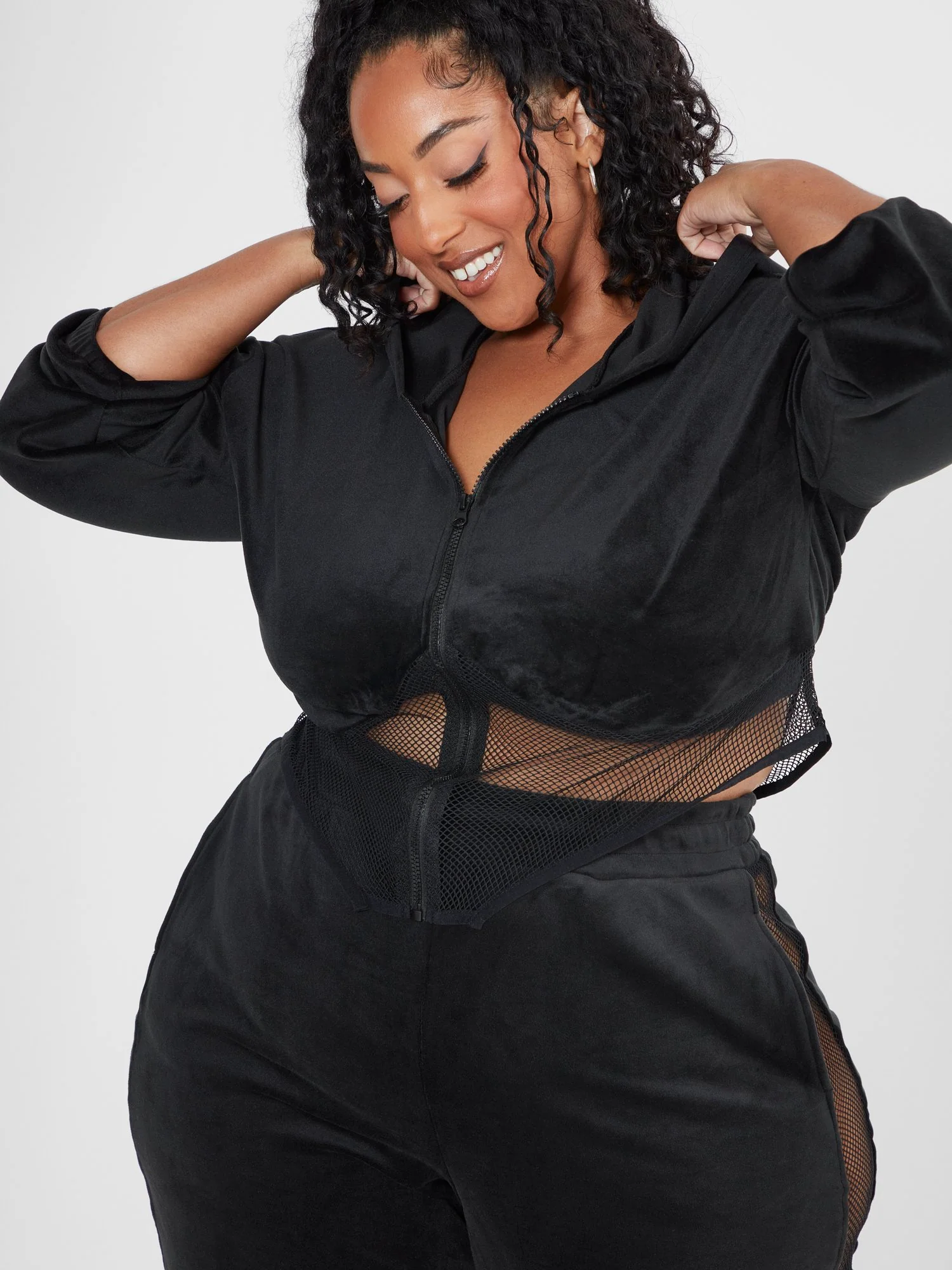 Harper Velour Mesh Hem Hoodie - Image 5