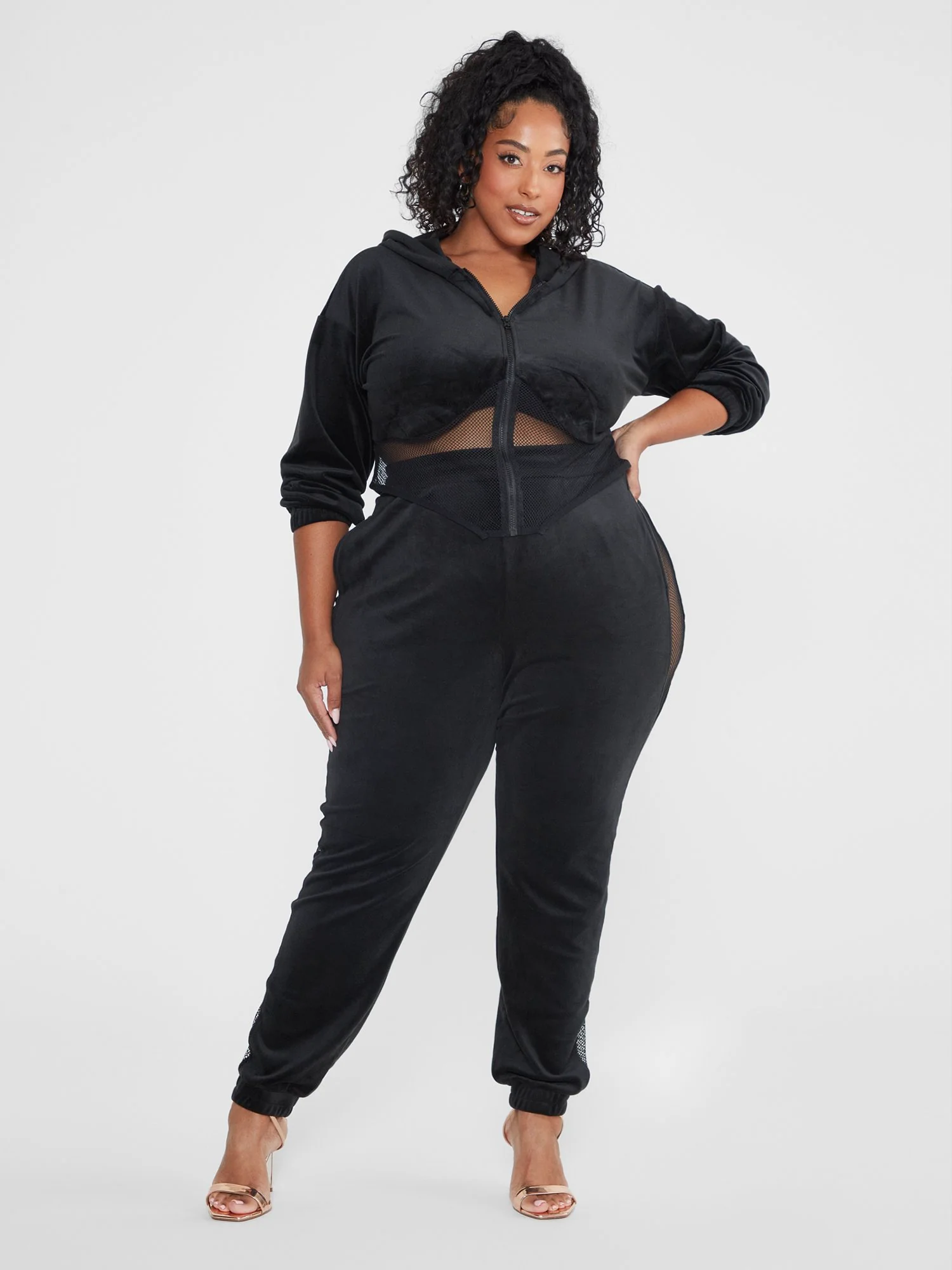 Harper Velour Mesh Hem Hoodie - Image 6