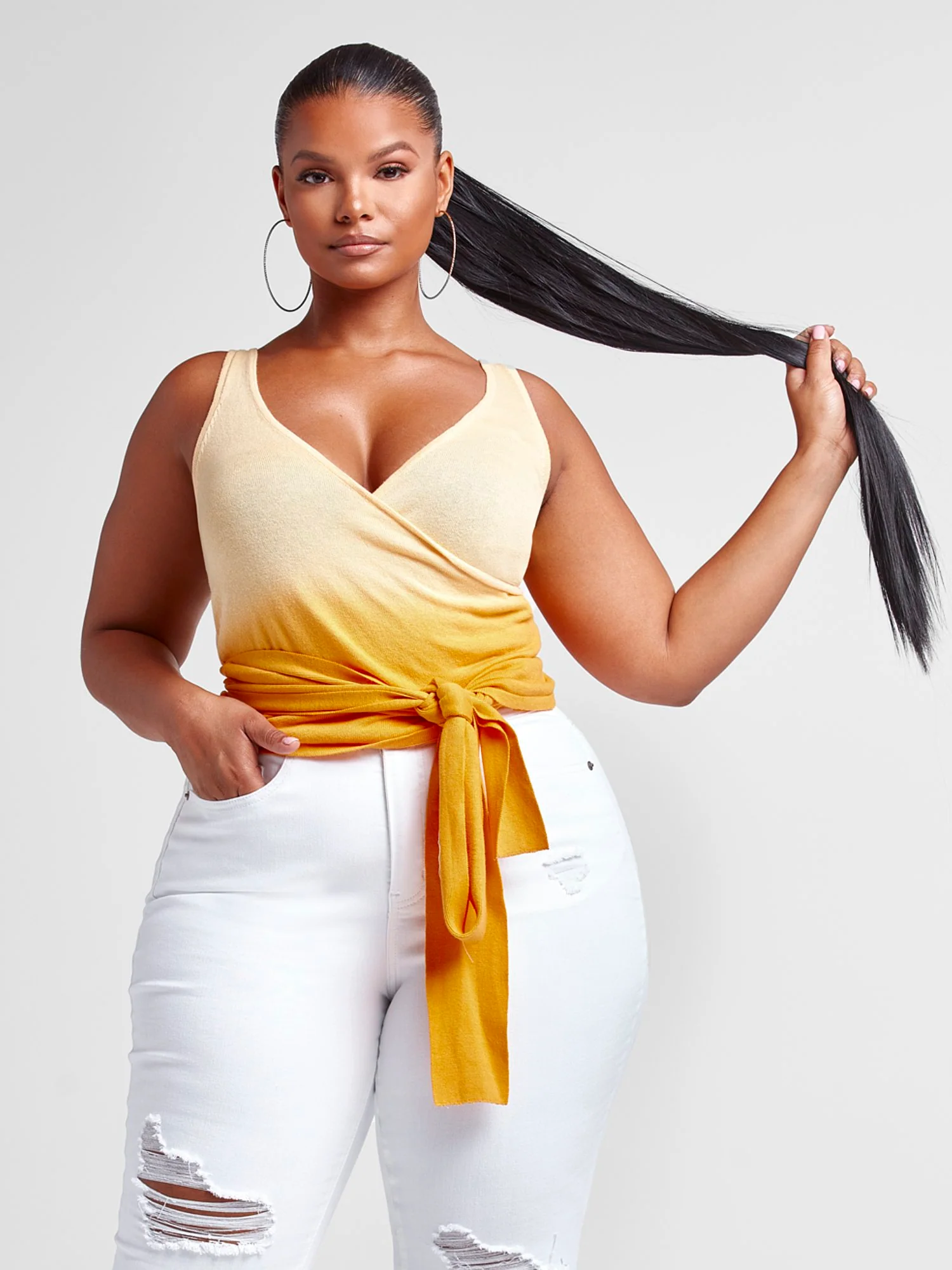 Heather Knit Ombre Wrap Top - Image 2