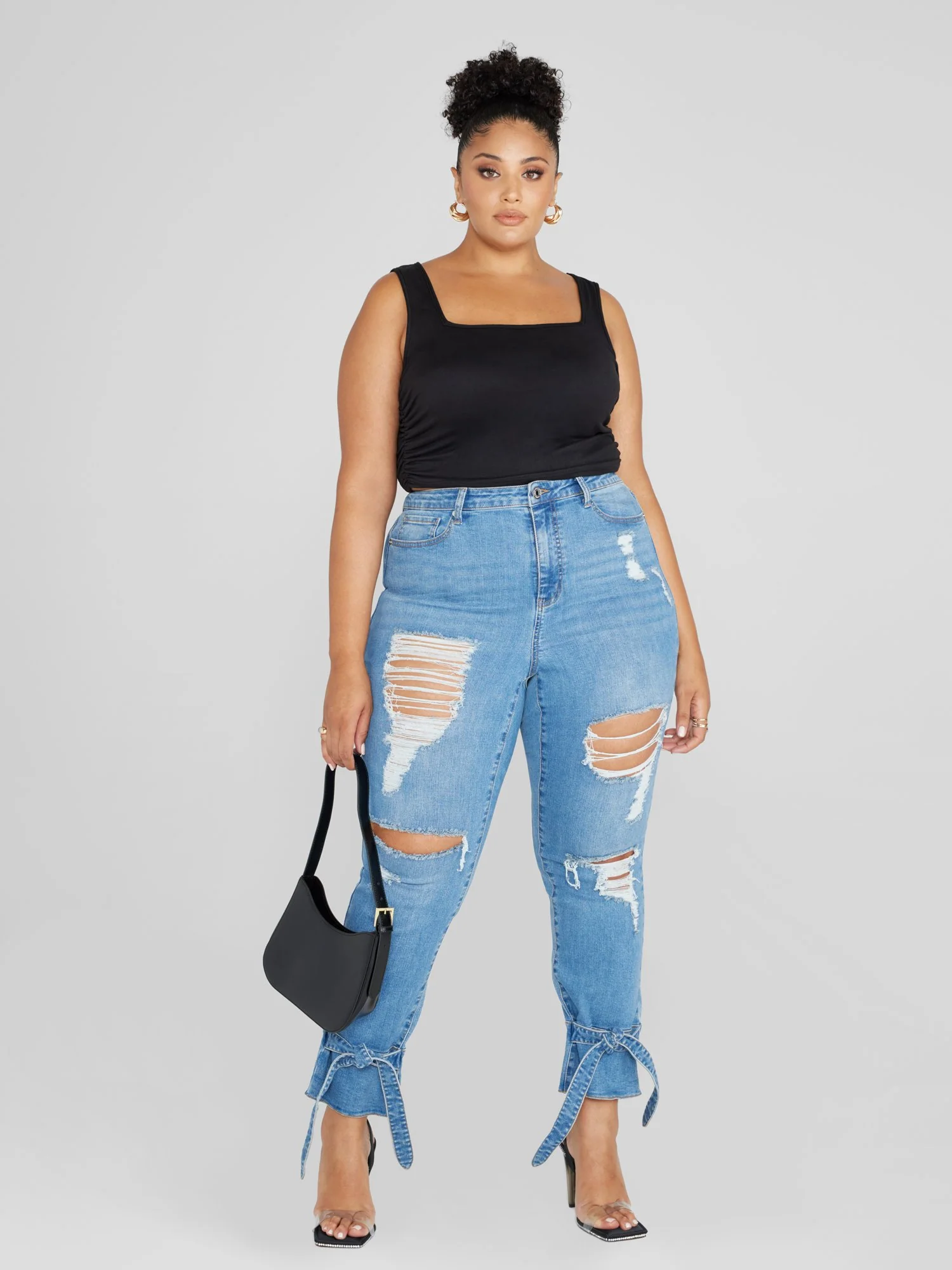 High Rise Ankle Tie Detail Jeans - Image 3