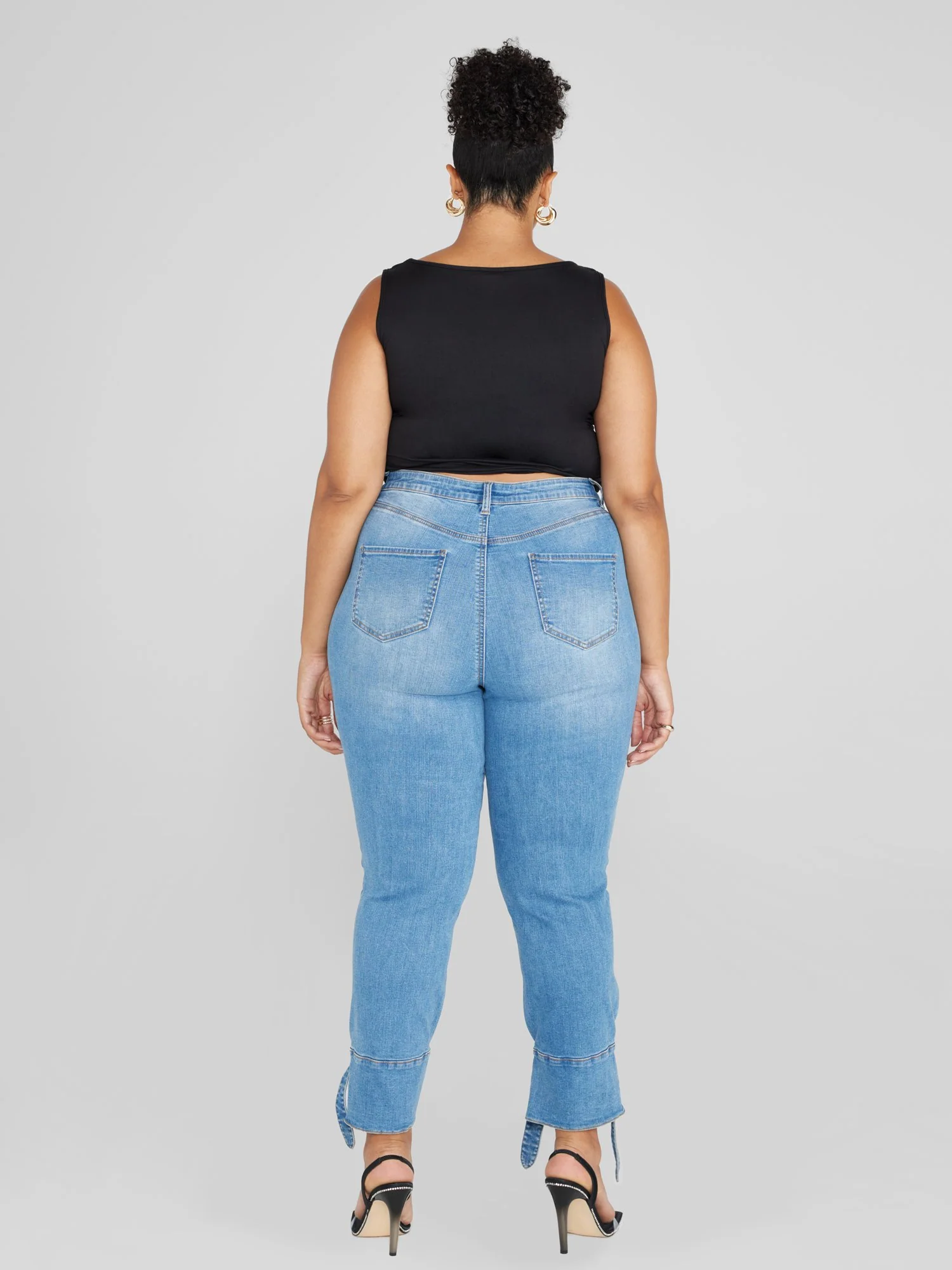 High Rise Ankle Tie Detail Jeans - Image 4