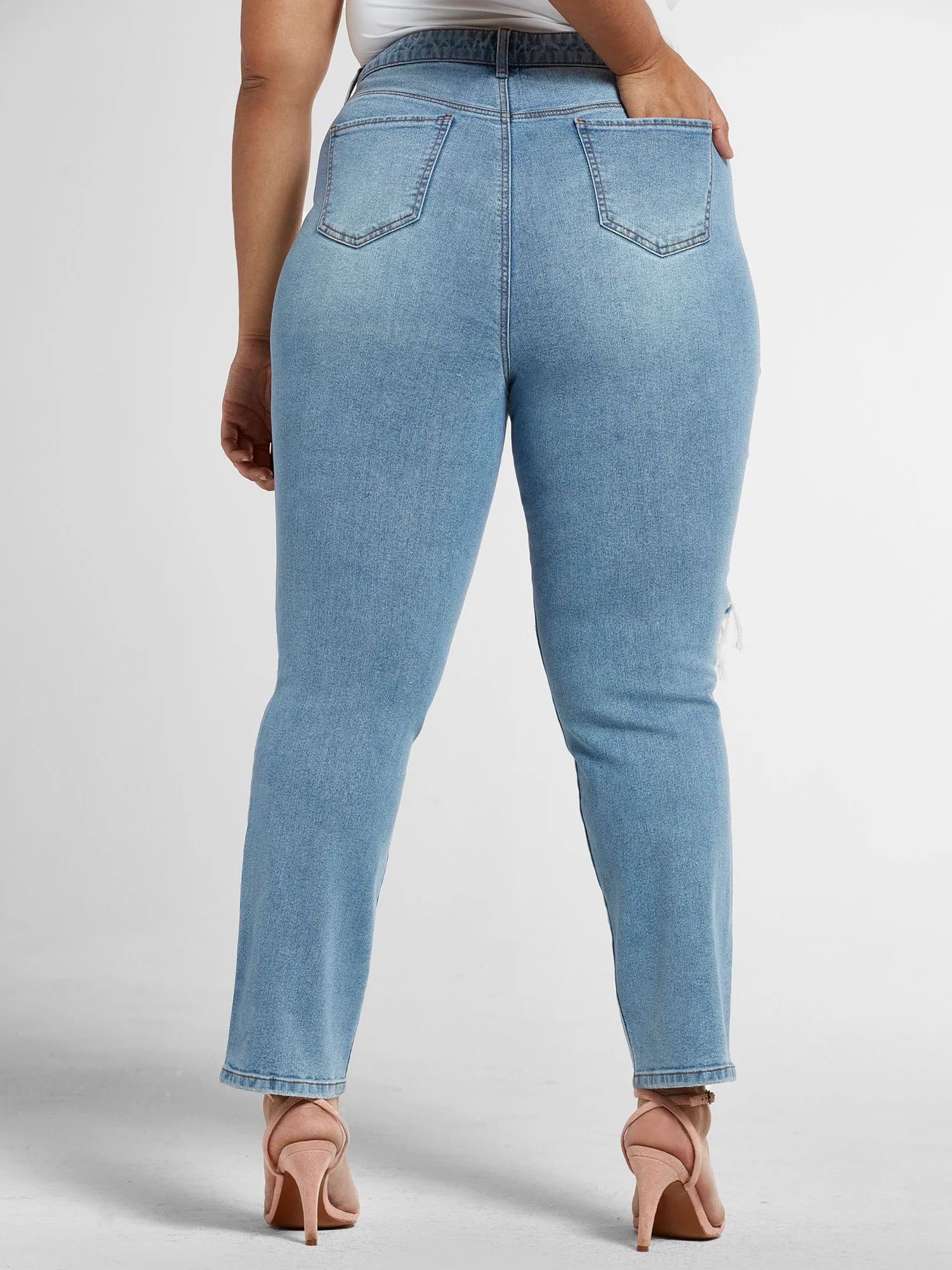 High Rise Blowout Straight Leg Jeans - Tall Inseam - Image 3