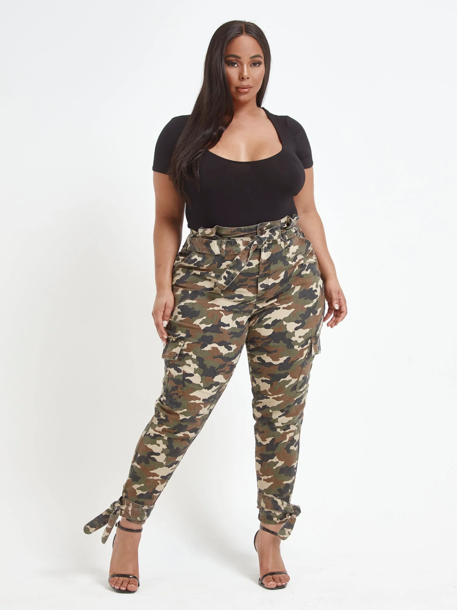 High Rise Camo Jogger Pants with Ankle Ties - Image 5