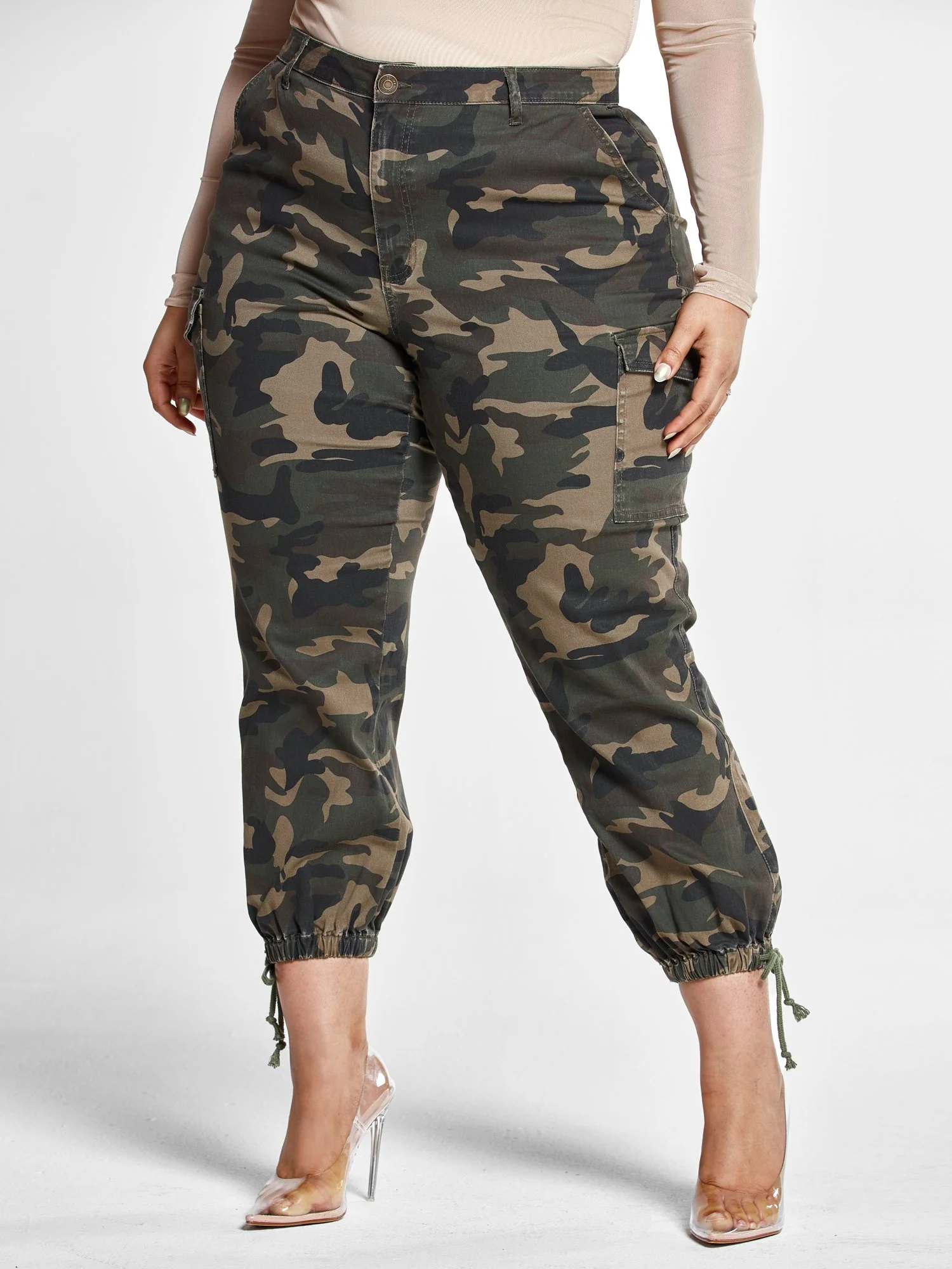 High Rise Camo Jogger Style Jeans - Image 2