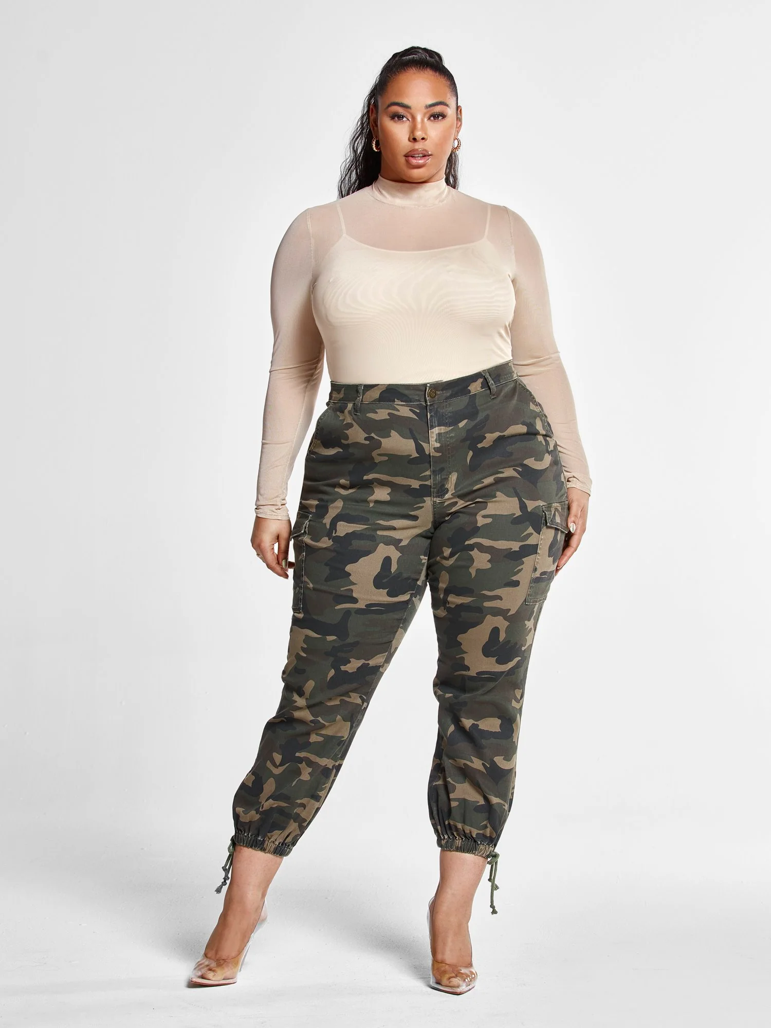 High Rise Camo Jogger Style Jeans - Image 4