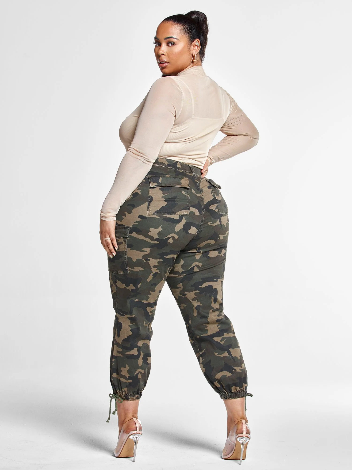 High Rise Camo Jogger Style Jeans - Image 5