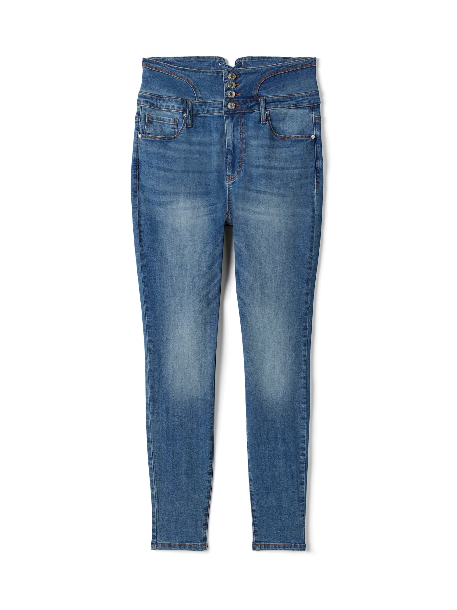 High Rise Corset Style Waist Skinny Jeans - Image 6