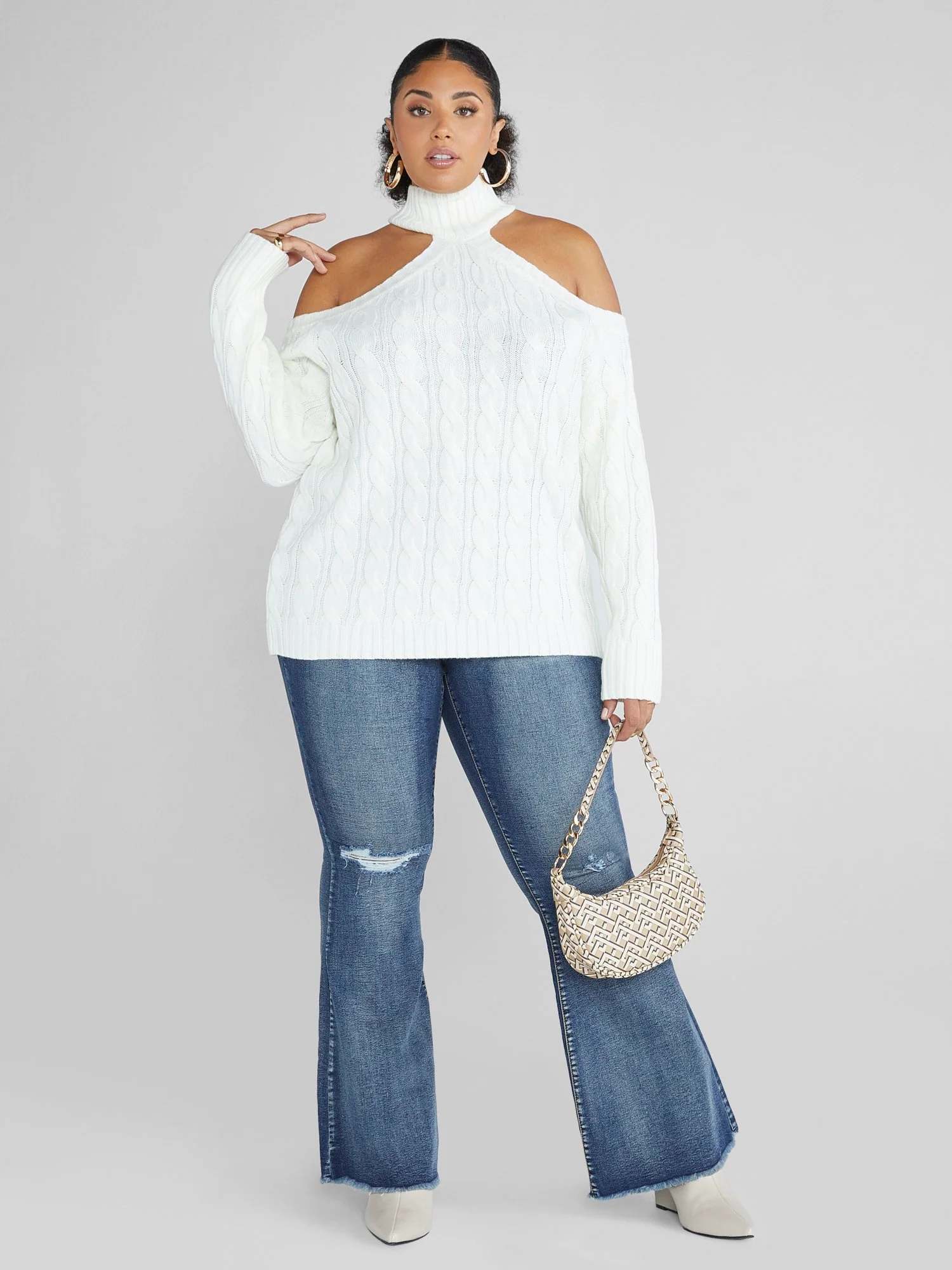 High Rise Curvy Fit Distressed Flare Leg Jeans - Image 2