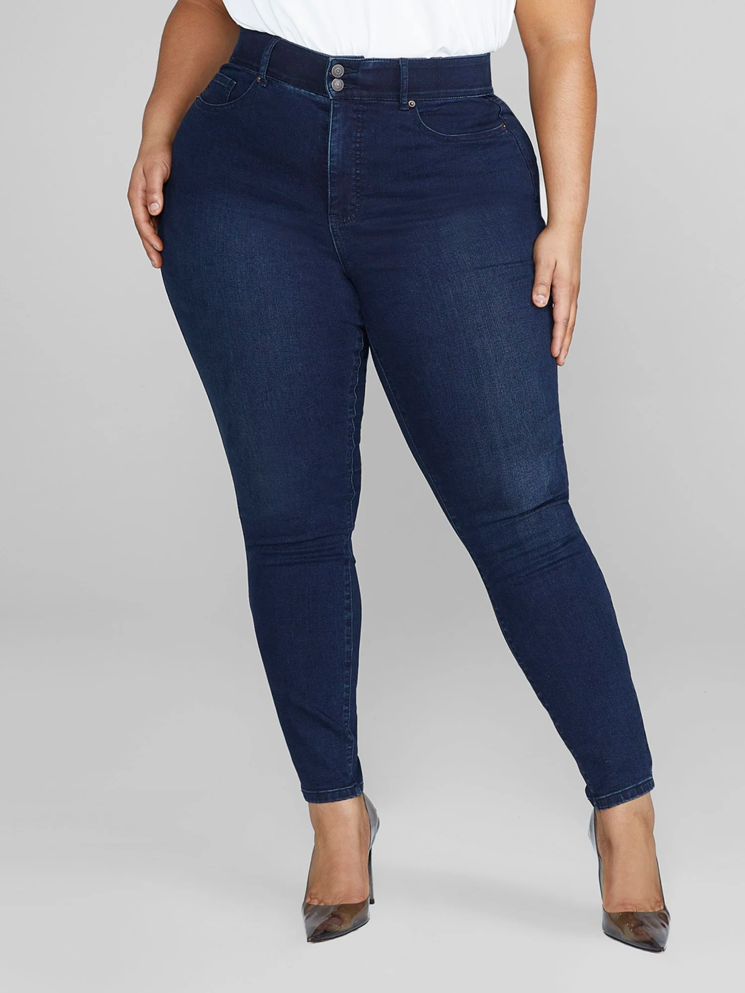 High Rise Curvy Fit Skinny Jeans in Dark Indigo - Tall Inseam - Image 2