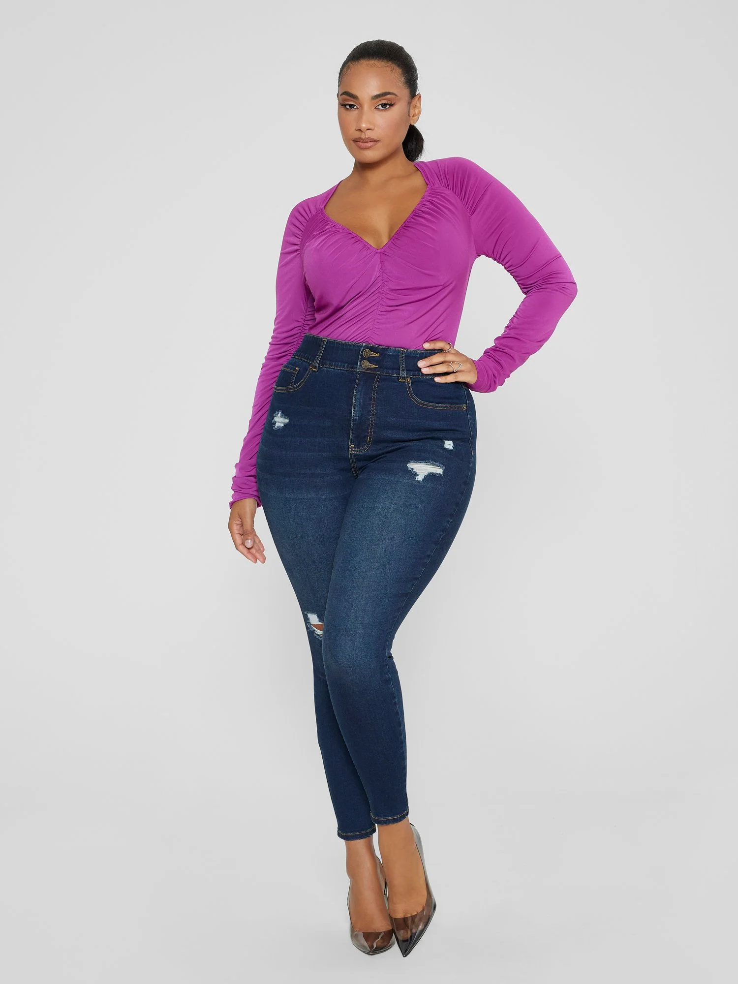 High Rise Curvy Fit Skinny Jeans - Tall Inseam - Image 3