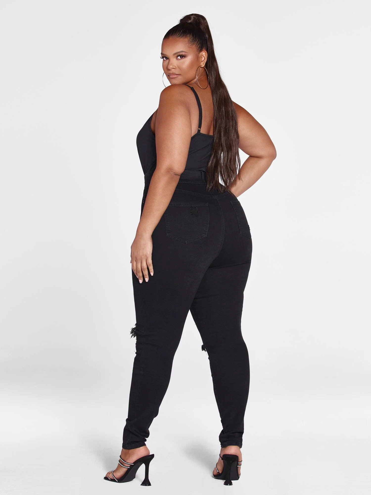 High Rise Curvy Fit Skinny Jeans with Blowout Knees - Image 4