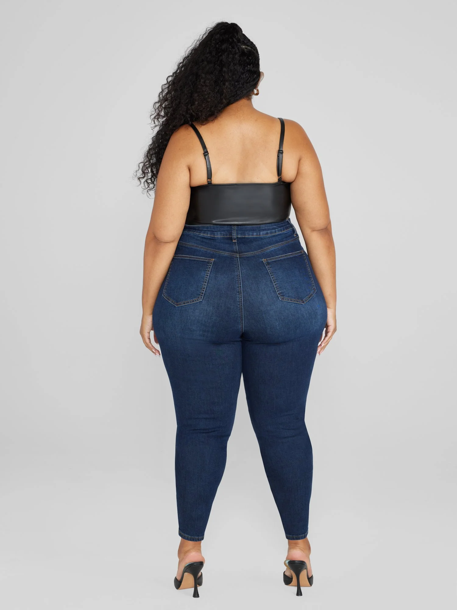 High Rise Dark Wash Ankle Length Skinny Jeans - Tall Inseam - Image 4